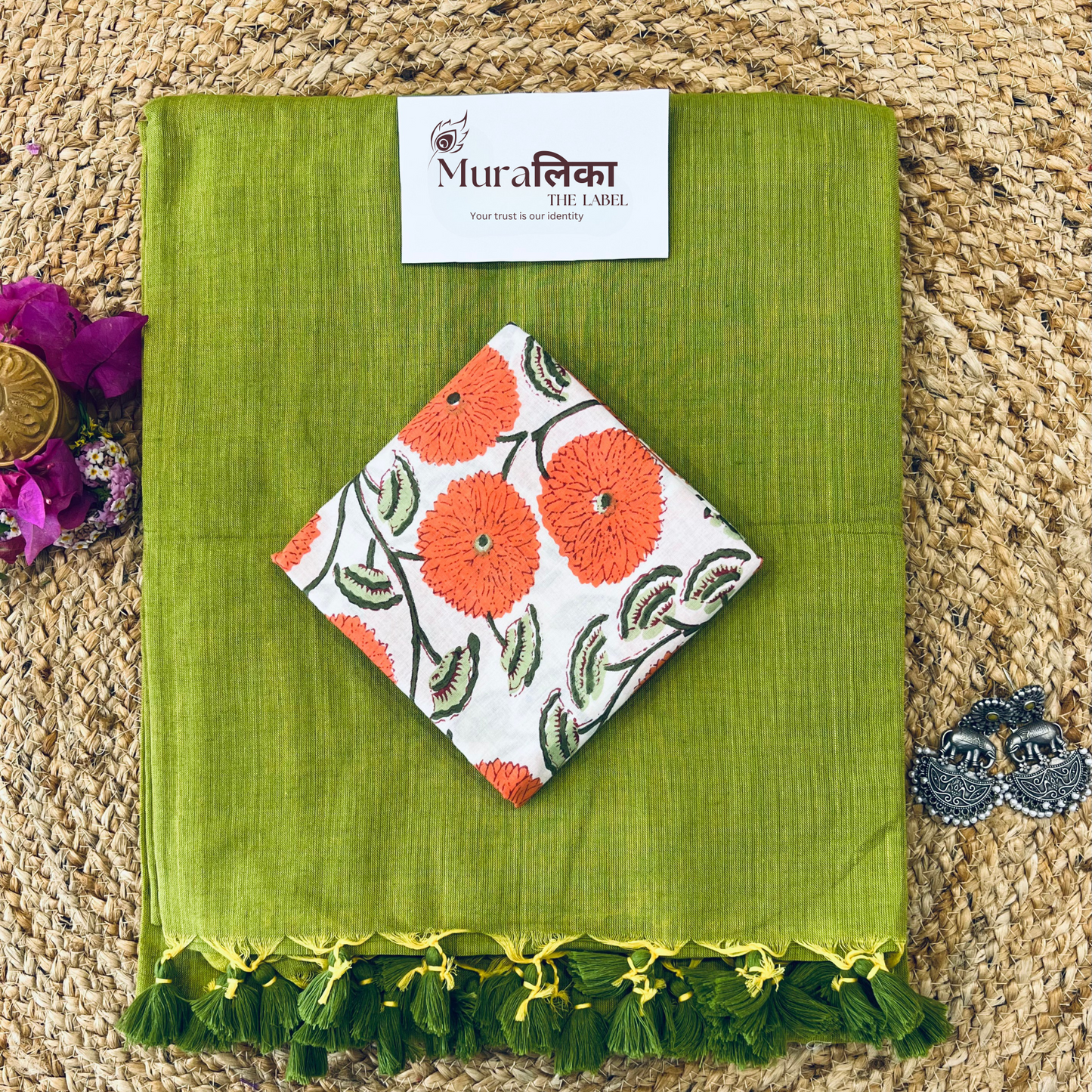 Muralika Light Mehendi Handloom Saree