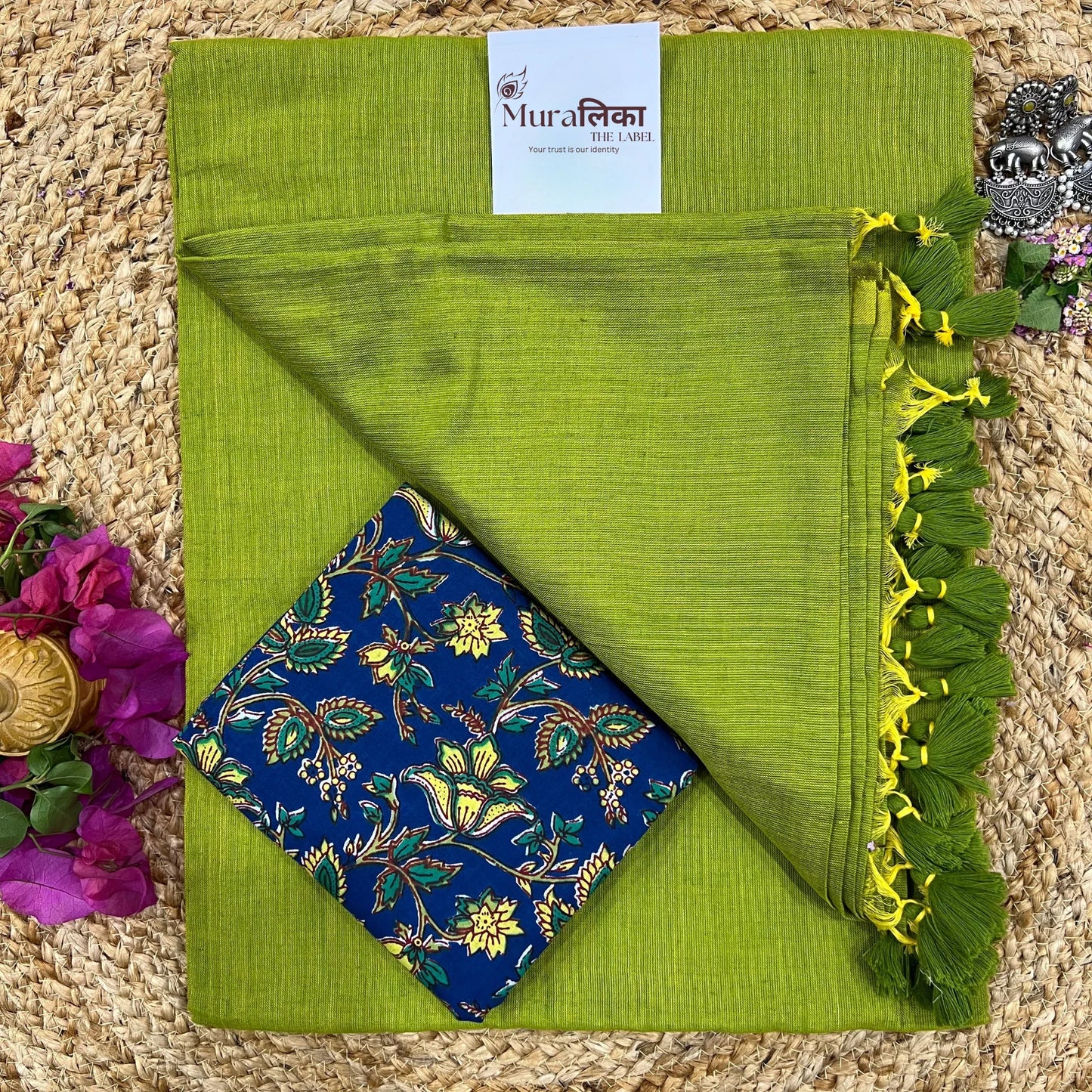 Muralika Light Mehendi Handloom Saree - Muralika the label