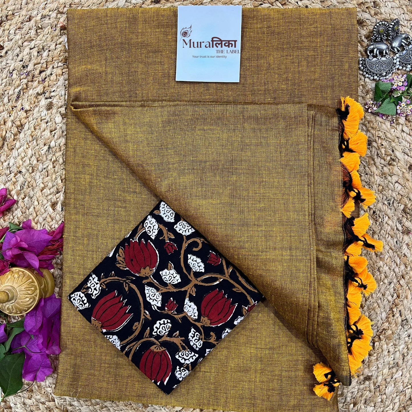 Muralika Mustard Handloom Saree - Muralika the label