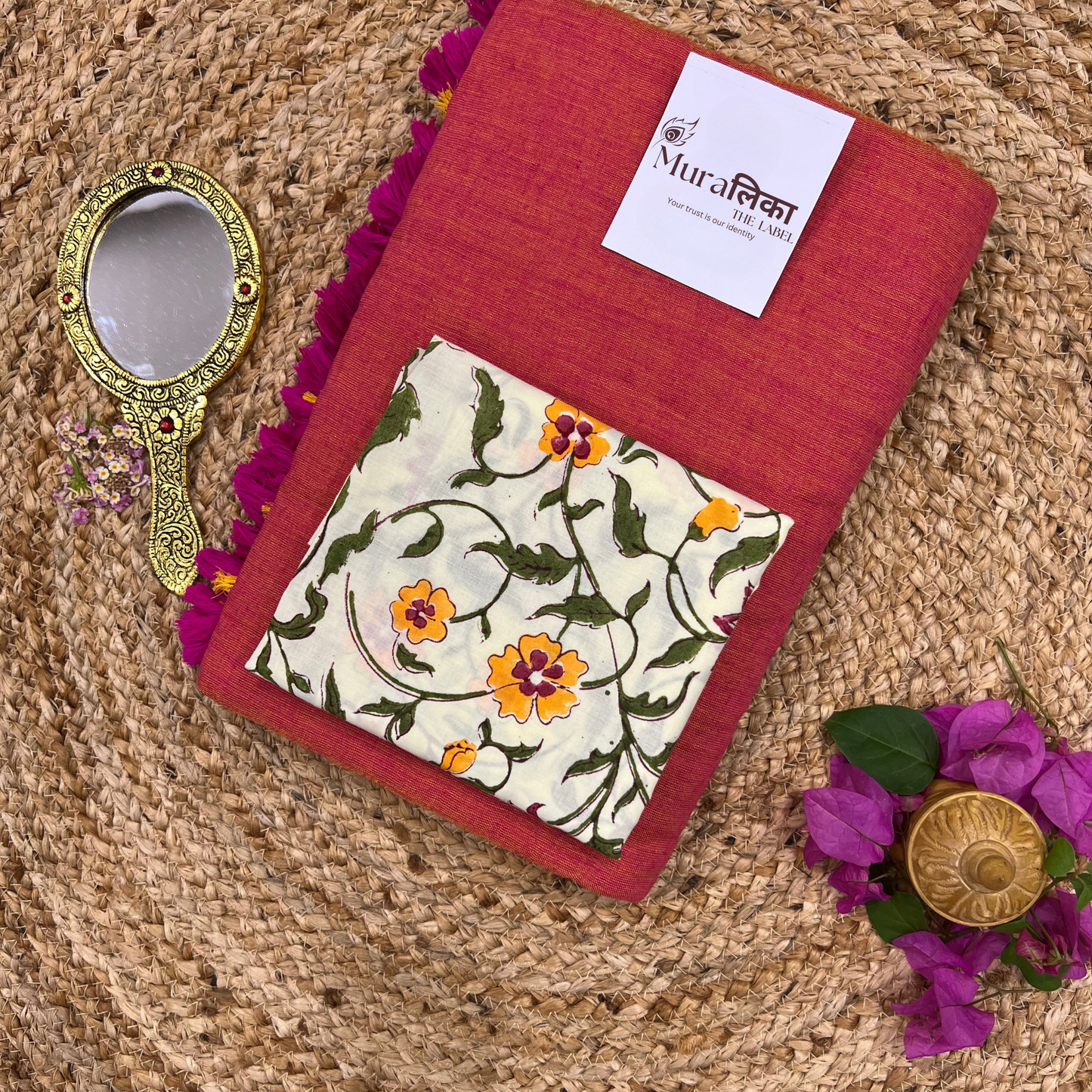 Muralika Dual Tone Brick Hue Handloom Saree