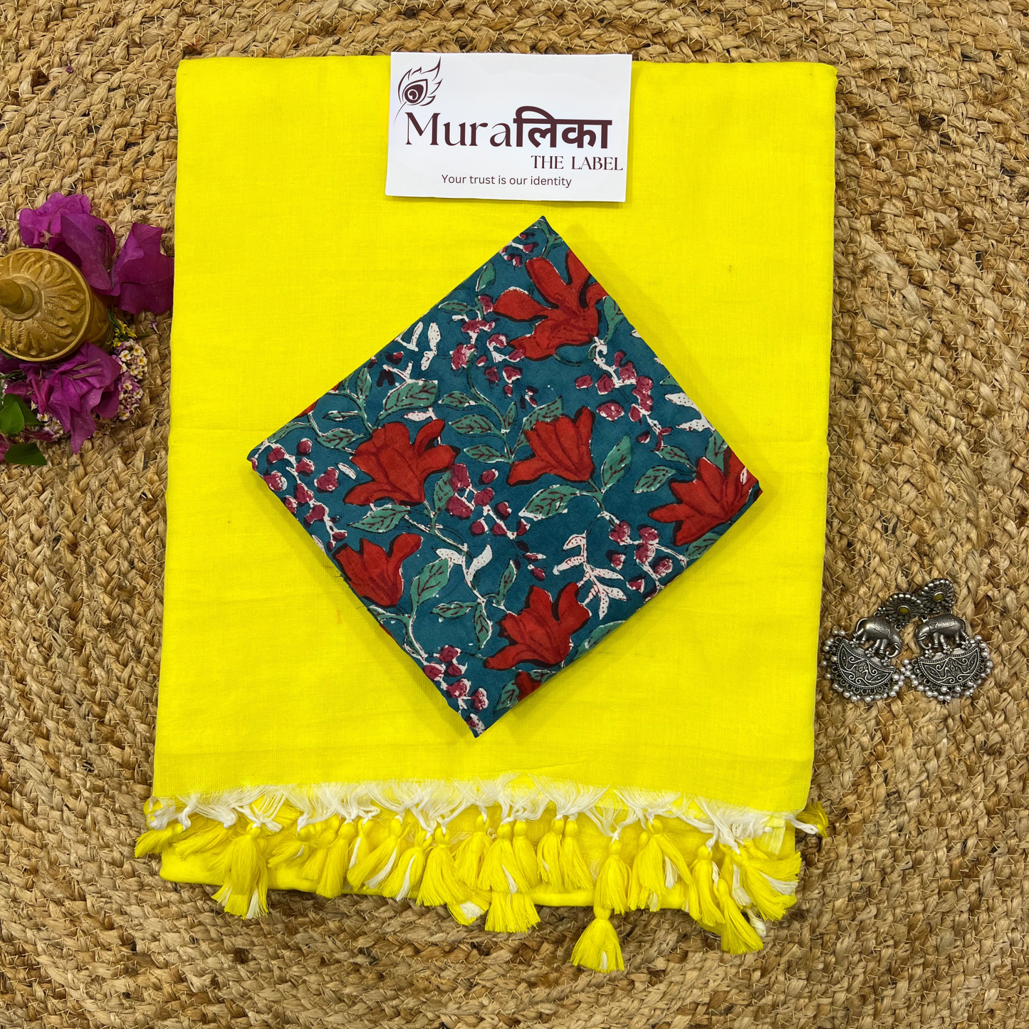 Muralika Lime Yellow Handloom Saree