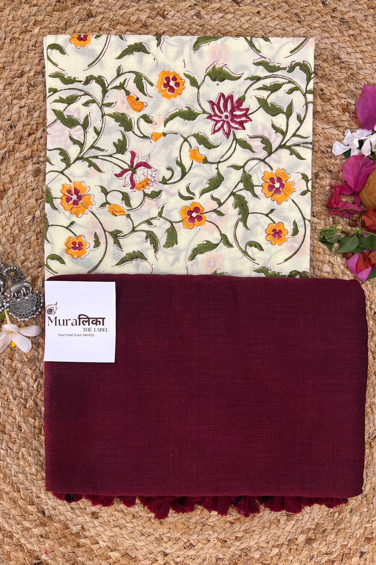 Muralika Dark Maroon Handloom Saree