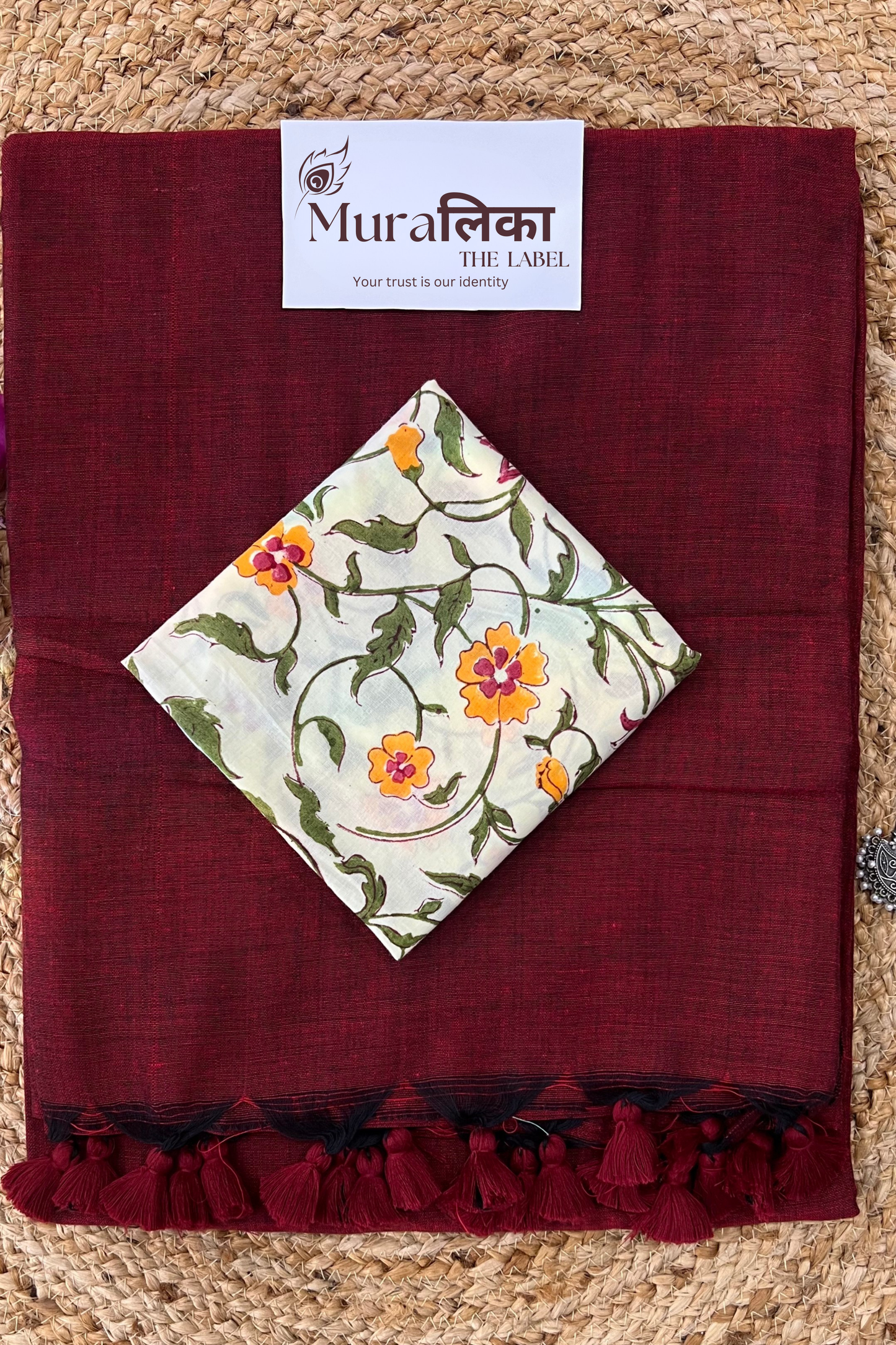 Muralika Dark Maroon Handloom Saree