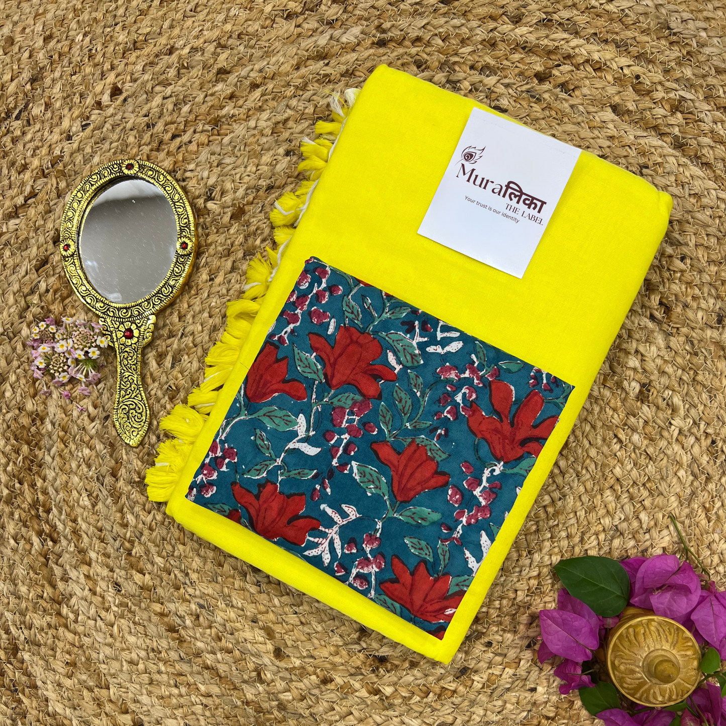 Muralika Lime Yellow Handloom Saree