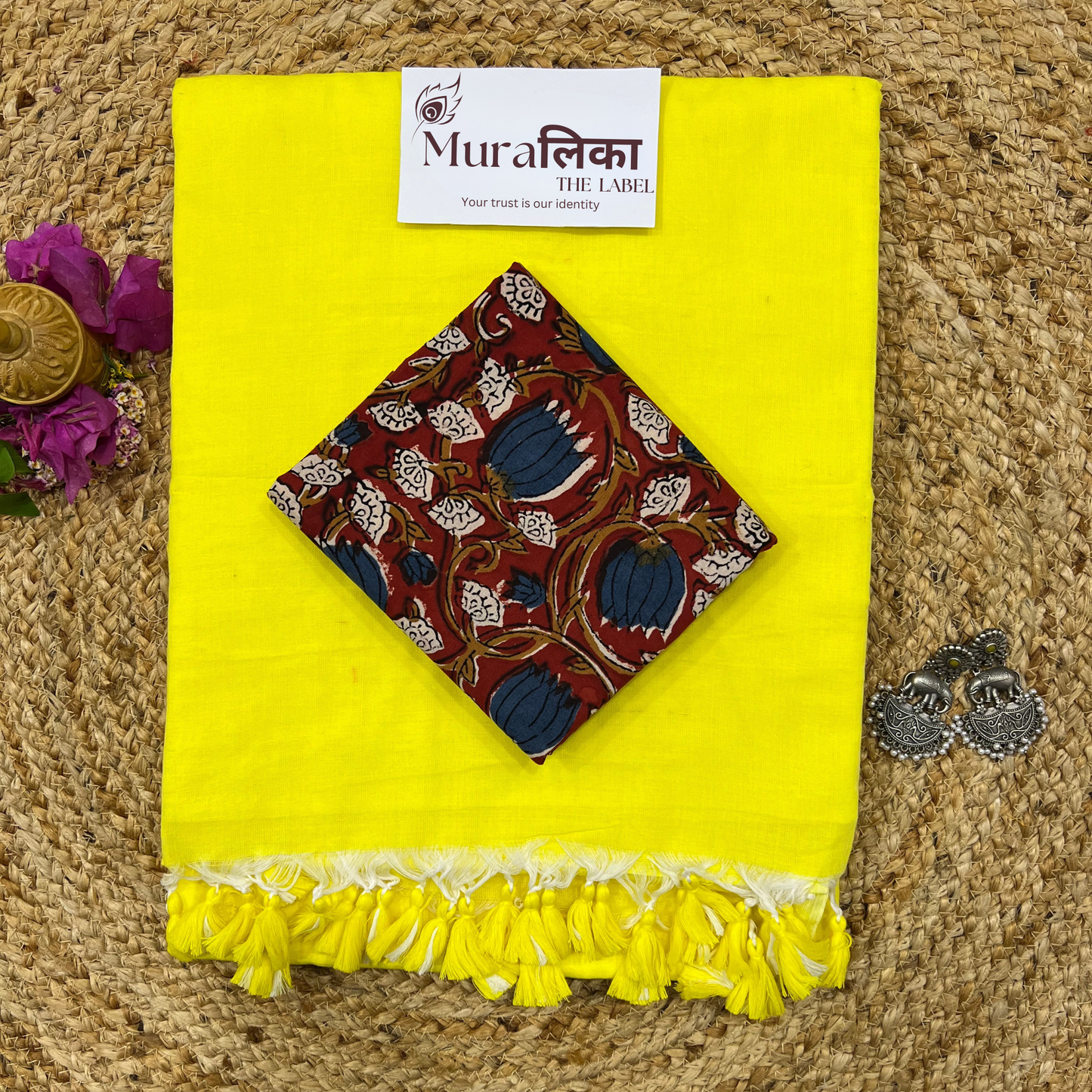 Muralika Lime Yellow Handloom Saree