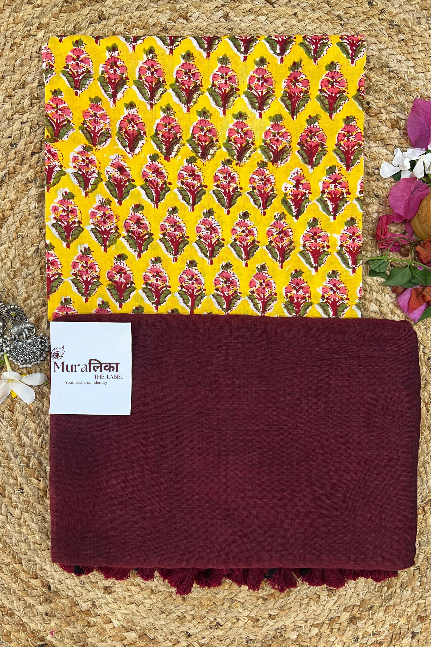 Muralika Dark Maroon Handloom Saree