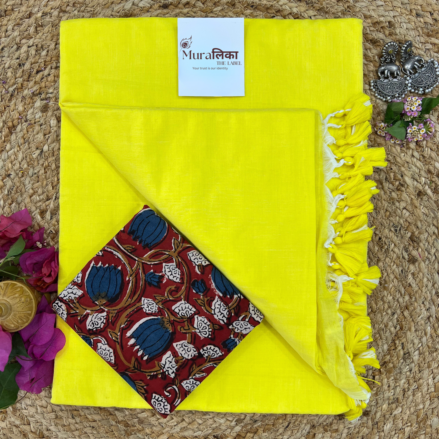 Muralika Lime Yellow Handloom Saree