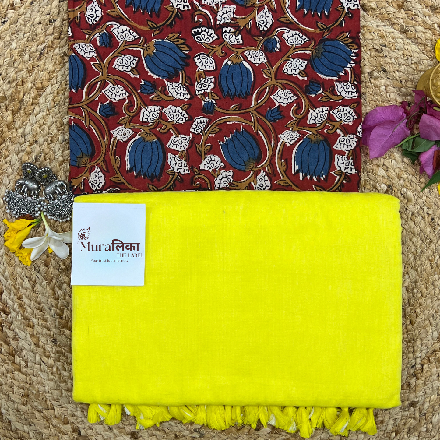 Muralika Lime Yellow Handloom Saree