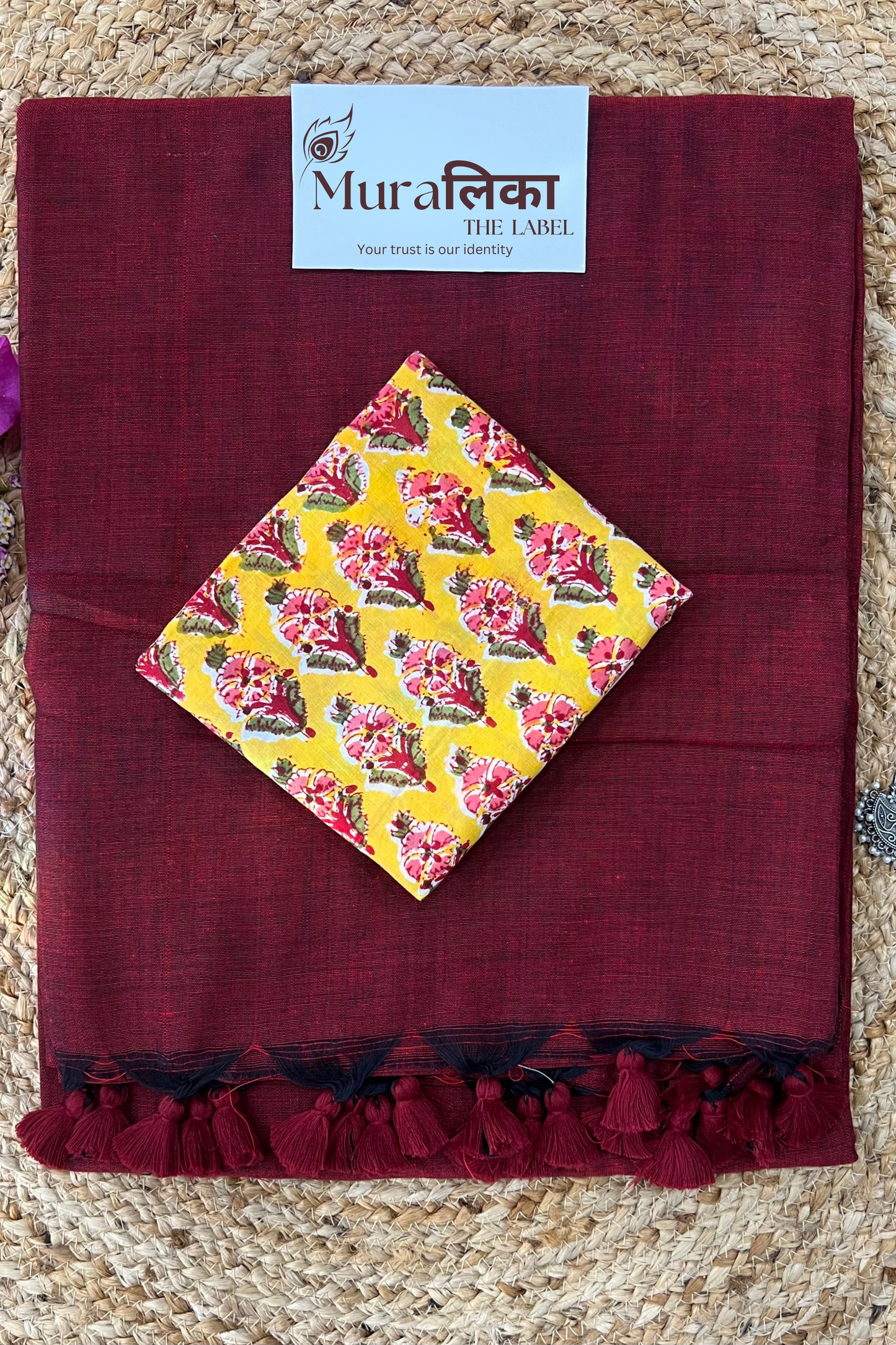 Muralika Dark Maroon Handloom Saree