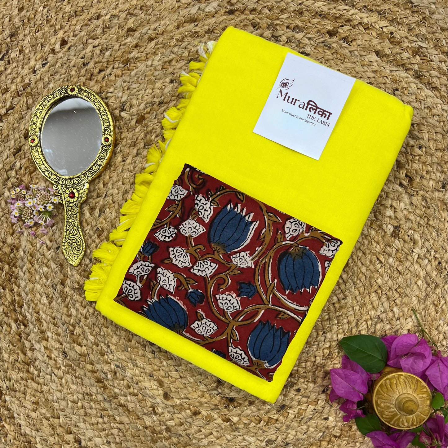 Muralika Lime Yellow Handloom Saree