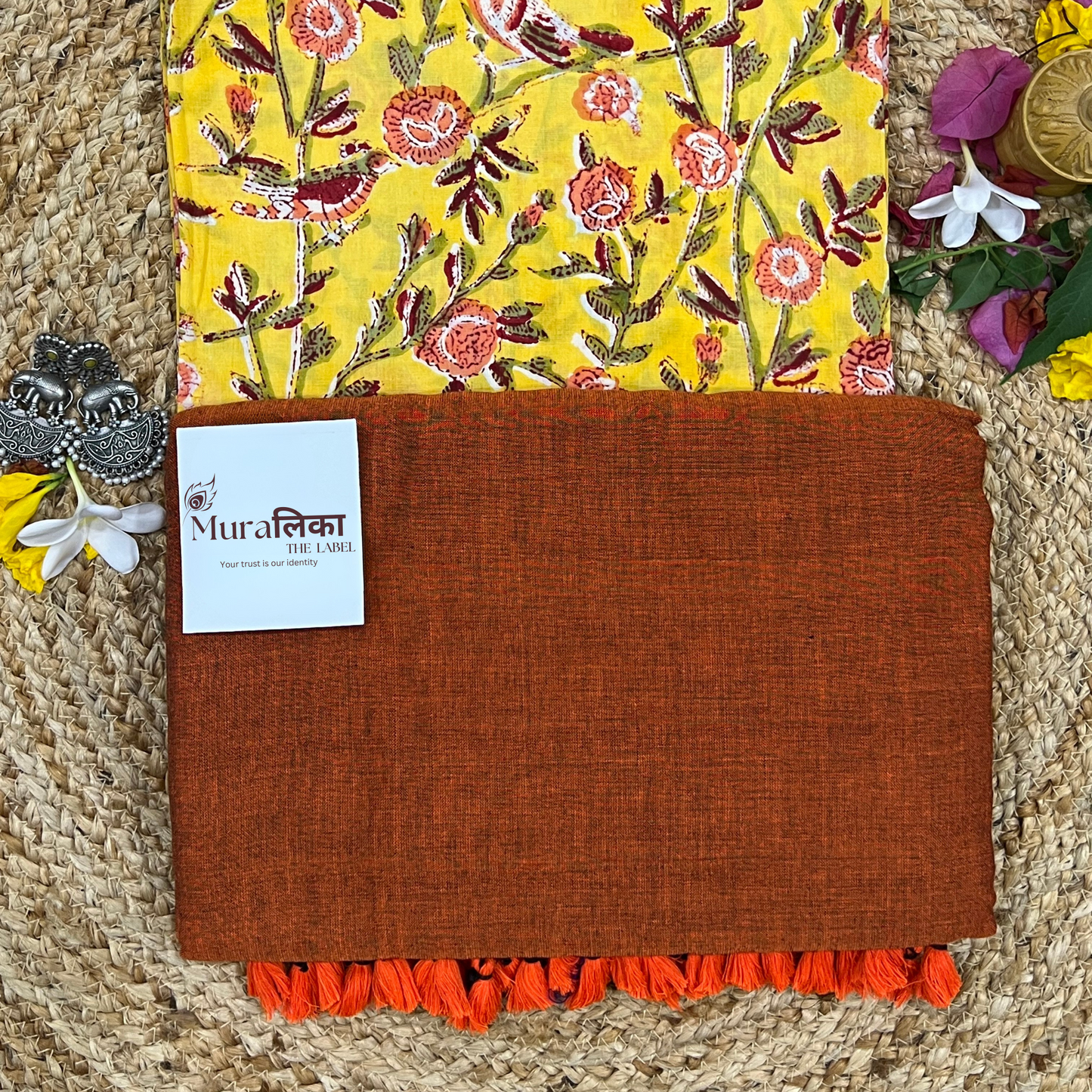 Muralika Rust Orange Handloom Saree