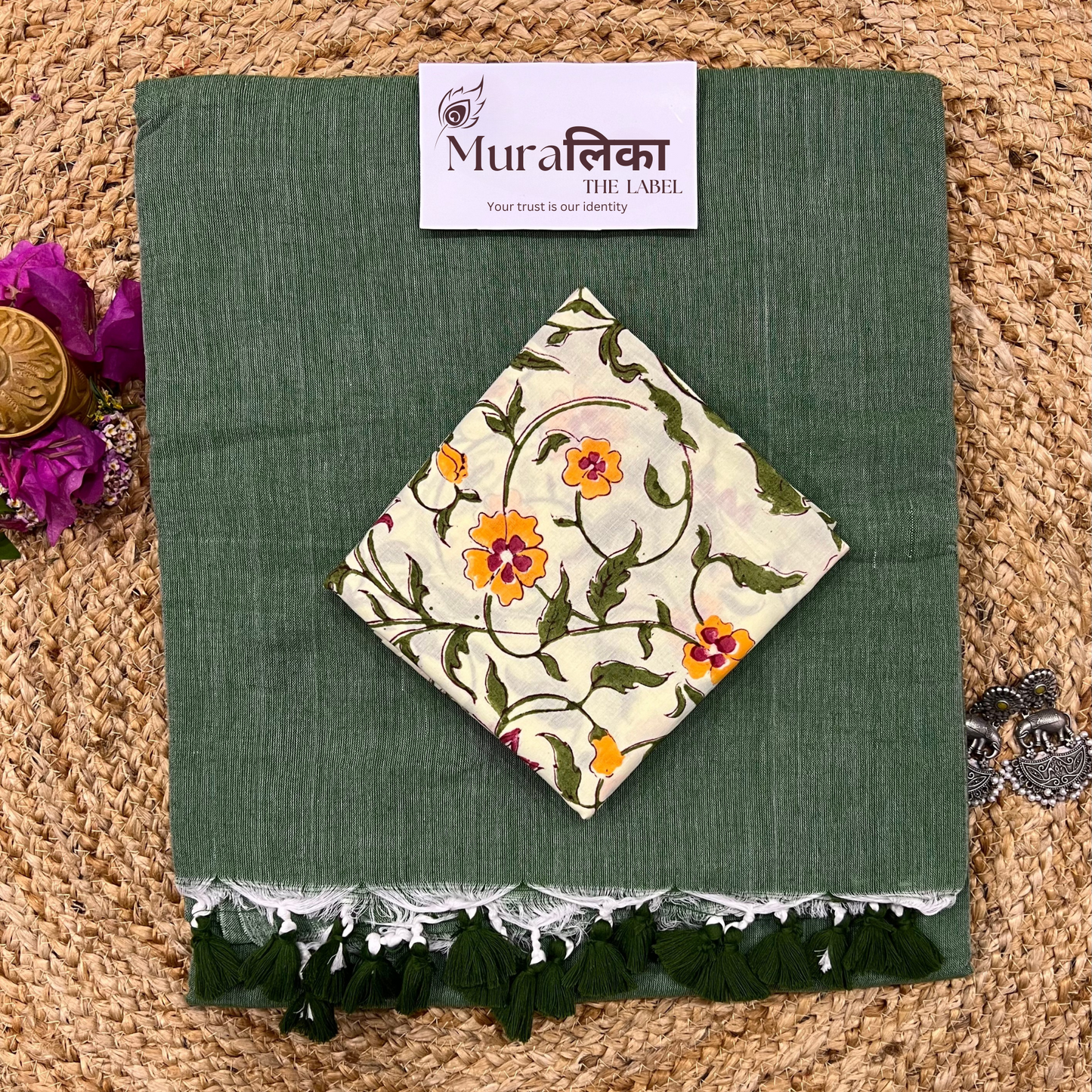 Muralika Leaf Green Handloom Saree