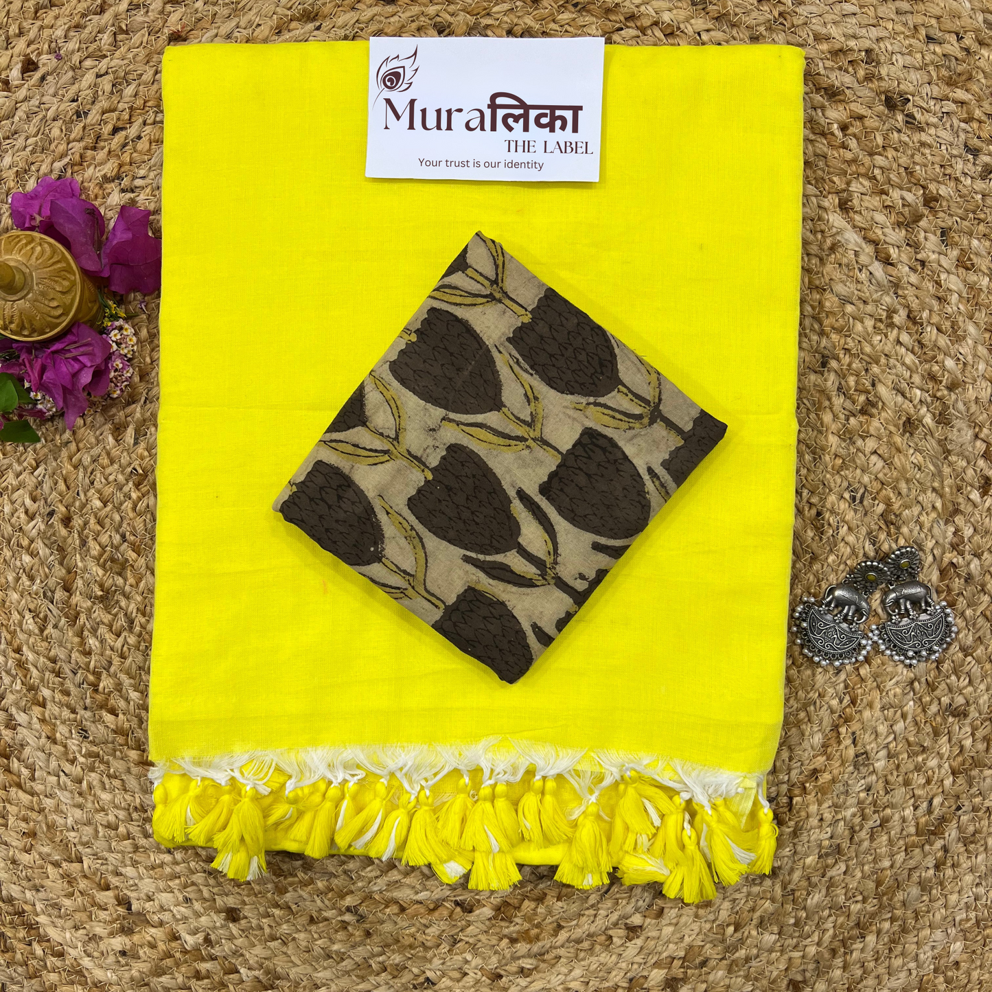 Muralika Lime Yellow Handloom Saree