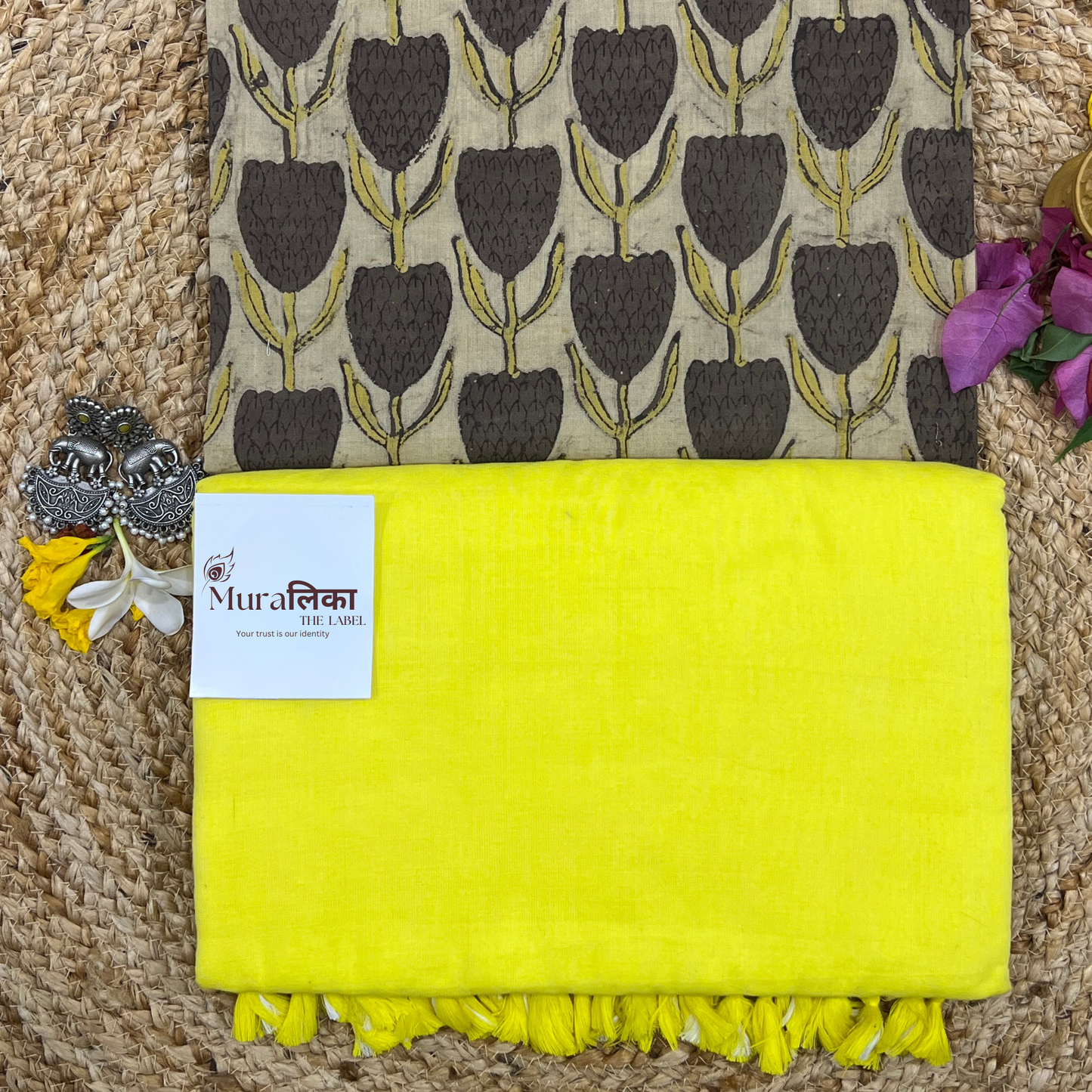 Muralika Lime Yellow Handloom Saree
