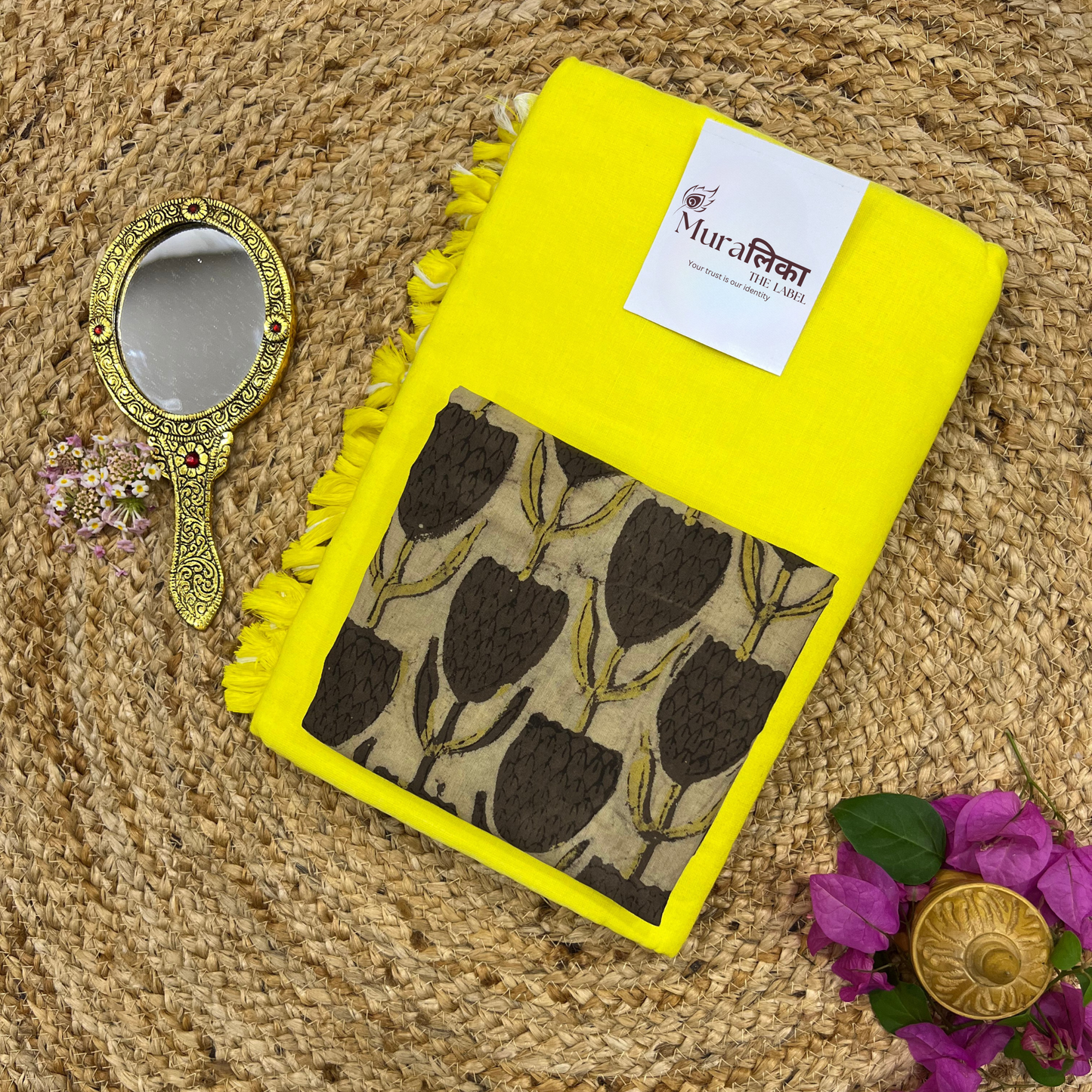 Muralika Lime Yellow Handloom Saree