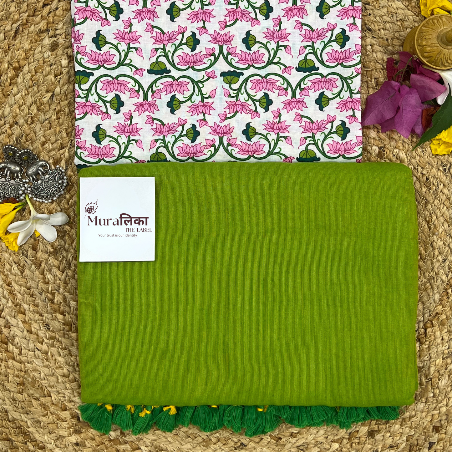 Muralika Parrot Green Handloom Saree