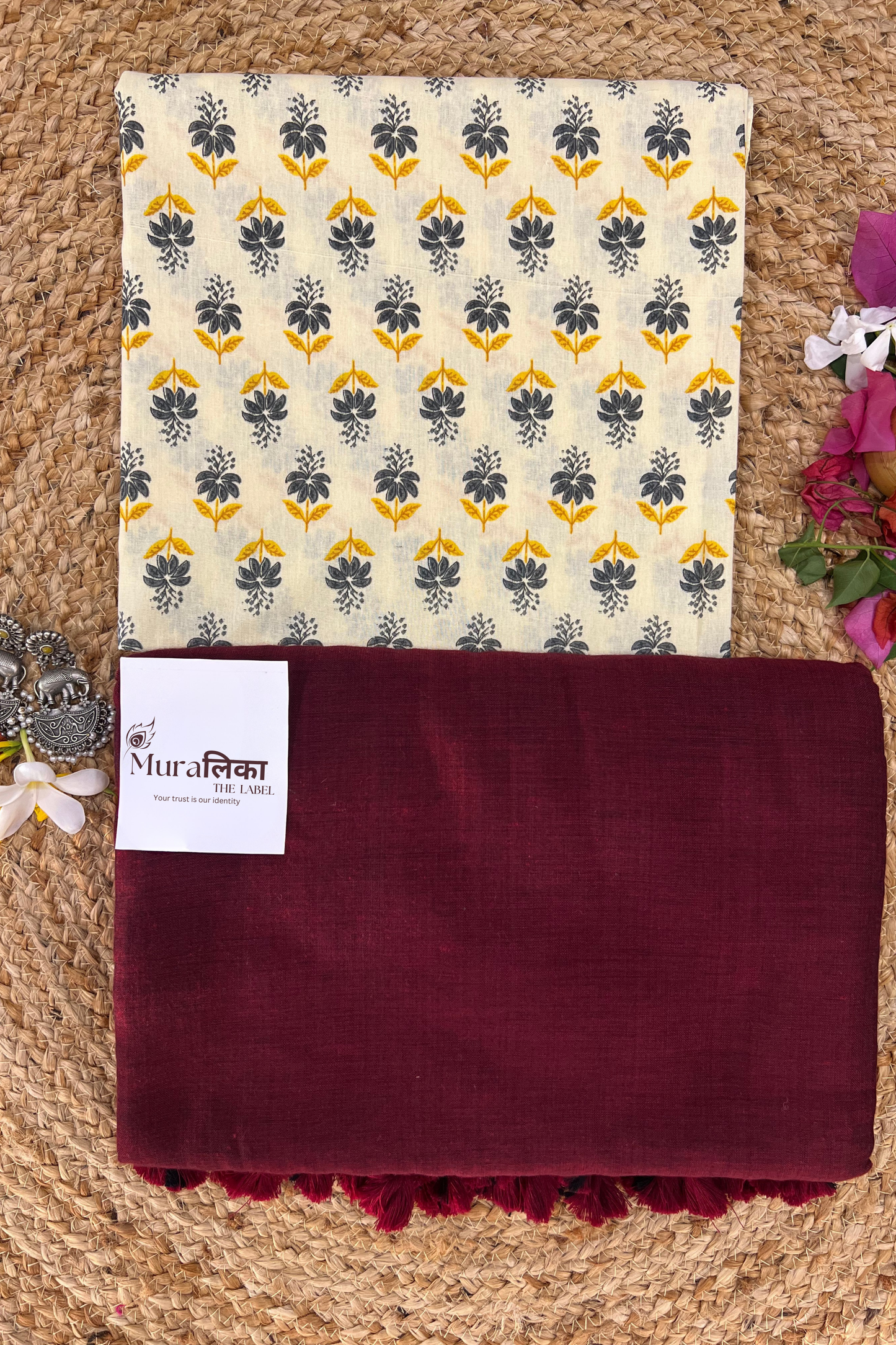 Muralika Dark Maroon Handloom Saree