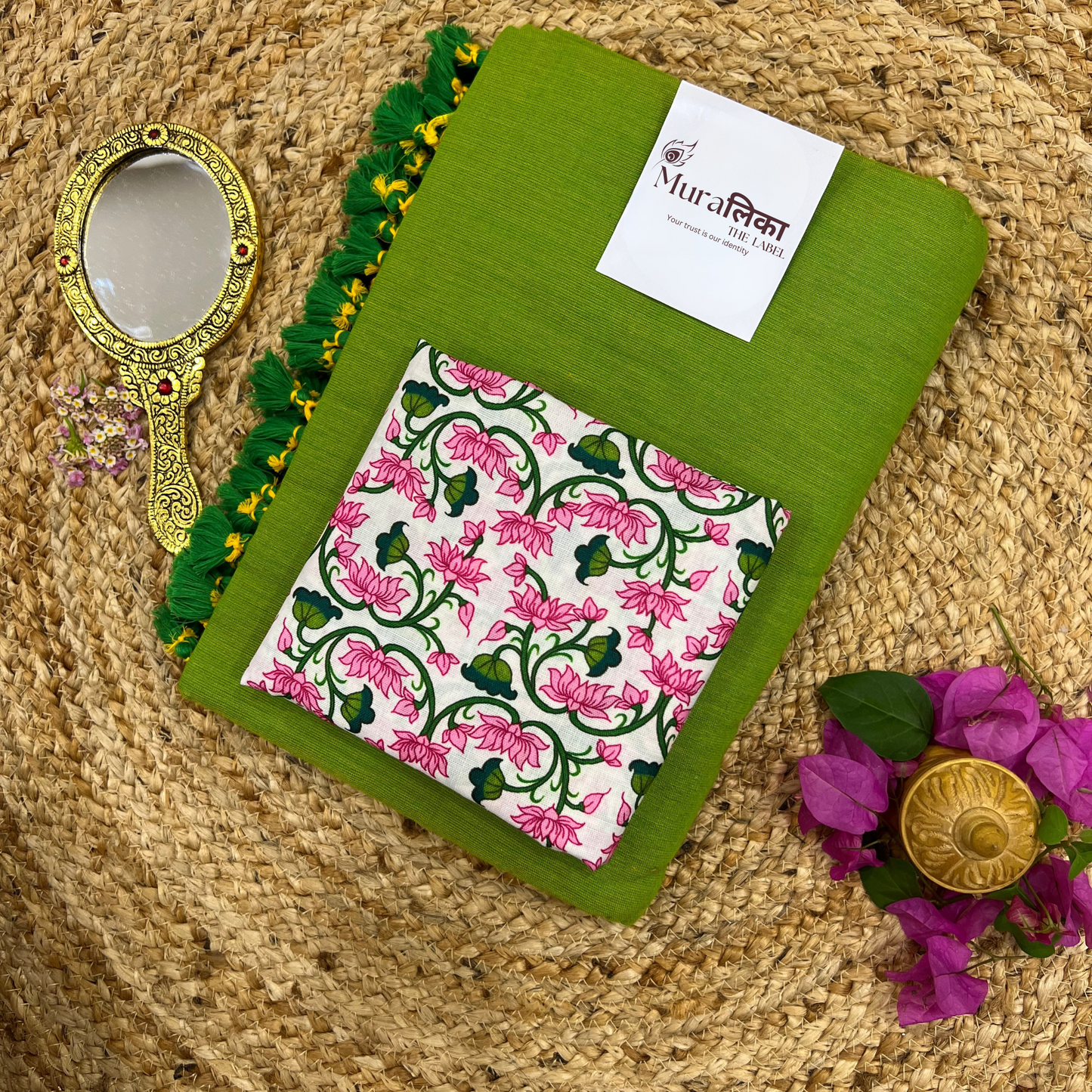 Muralika Parrot Green Handloom Saree