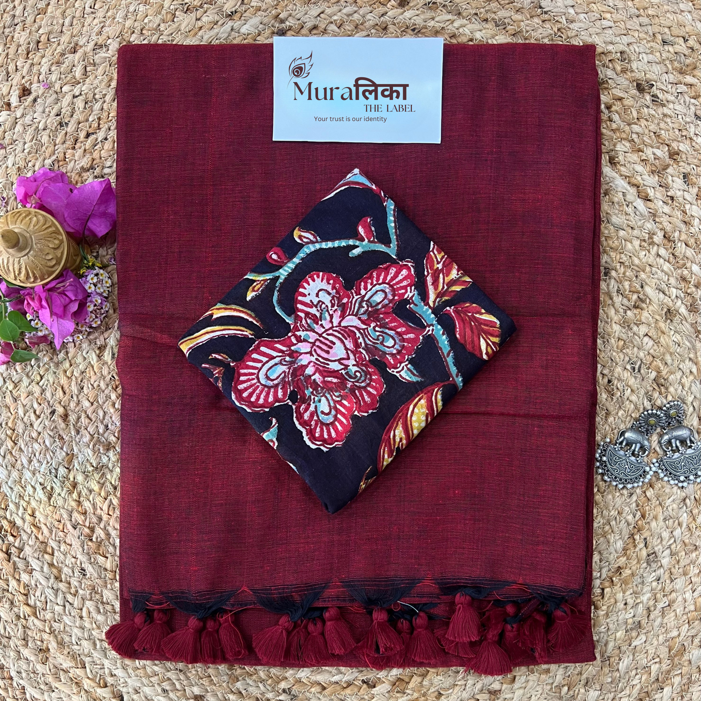 Muralika Light Maroon Handloom Saree