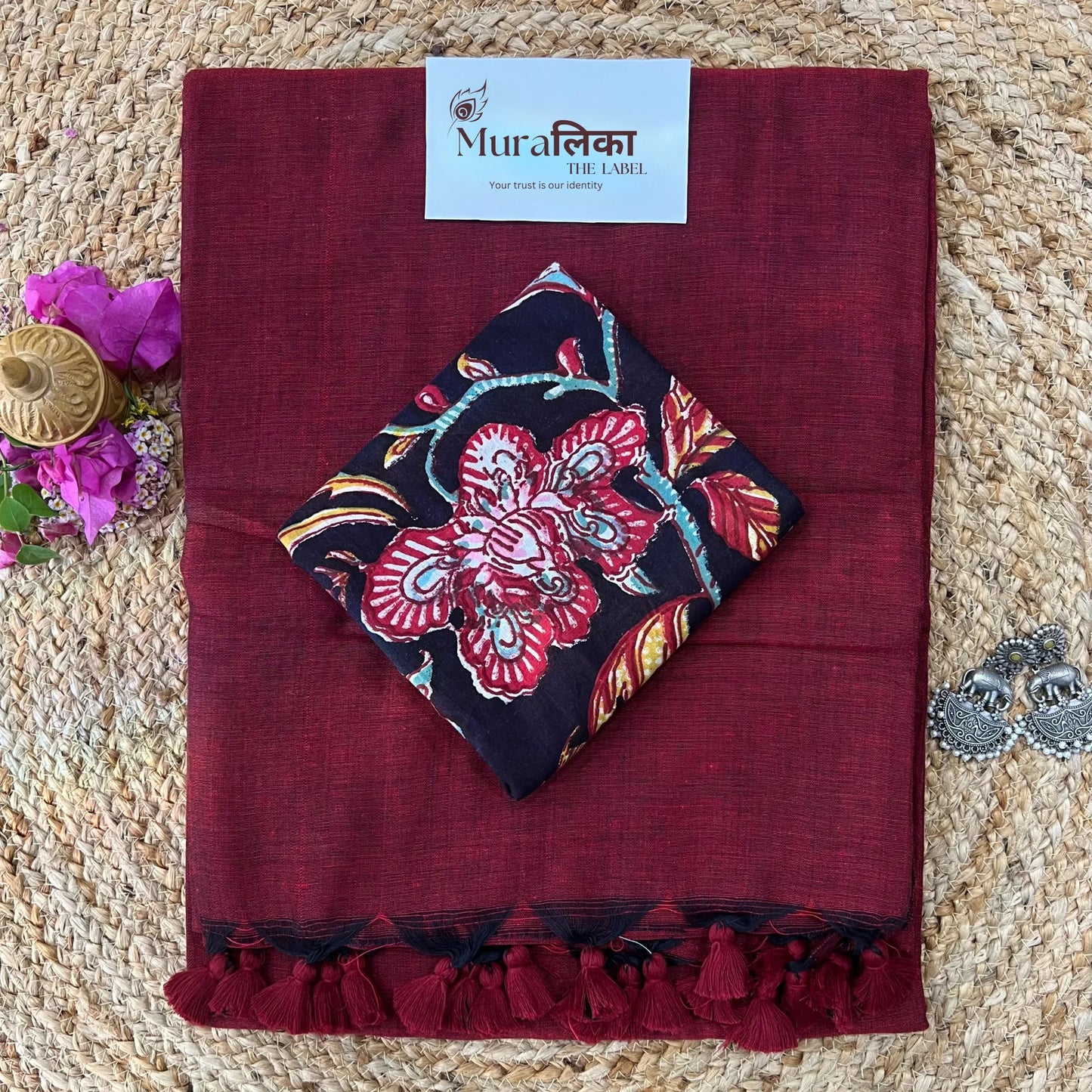 Muralika Light Maroon Handloom Saree - Muralika the label