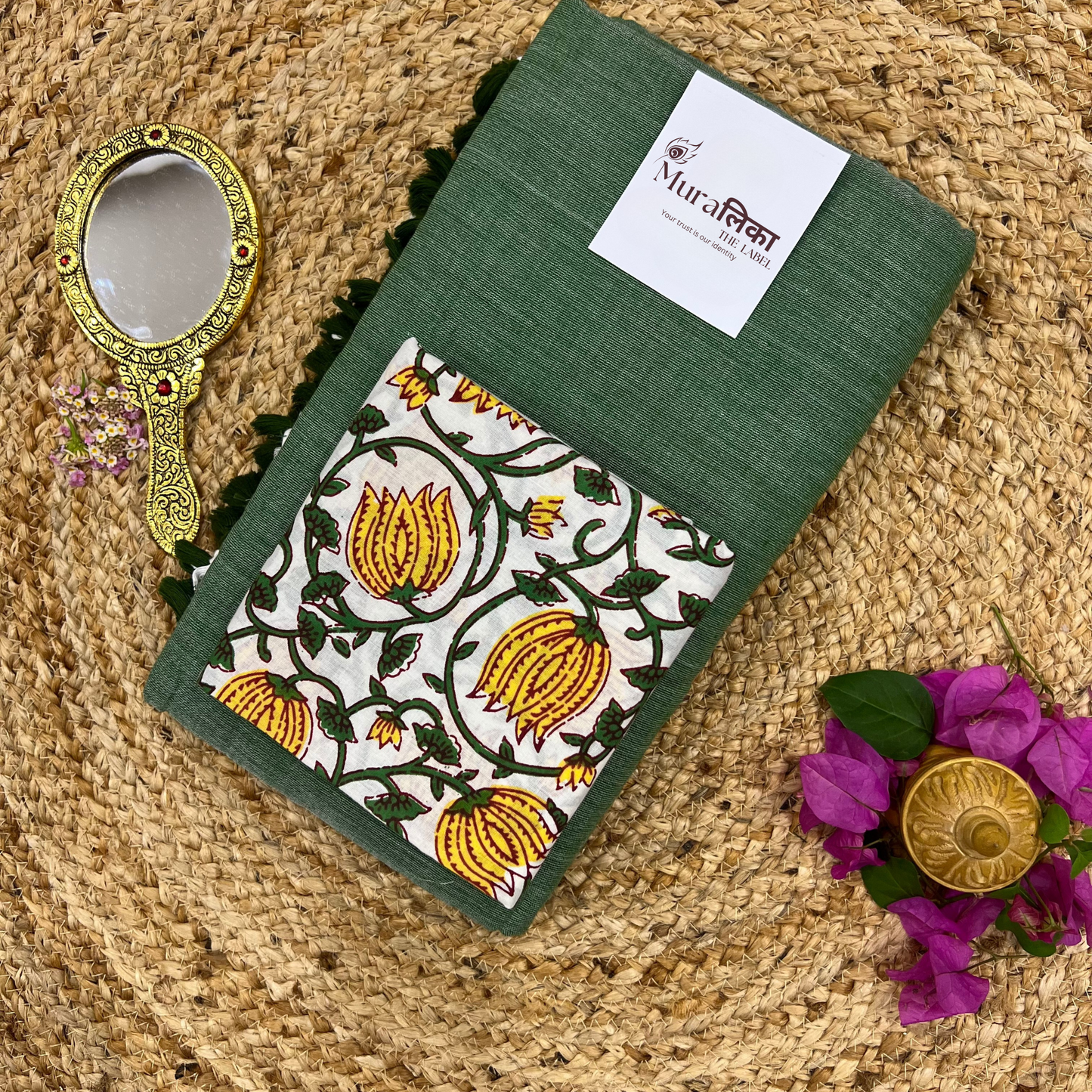Muralika Leaf Green Handloom Saree