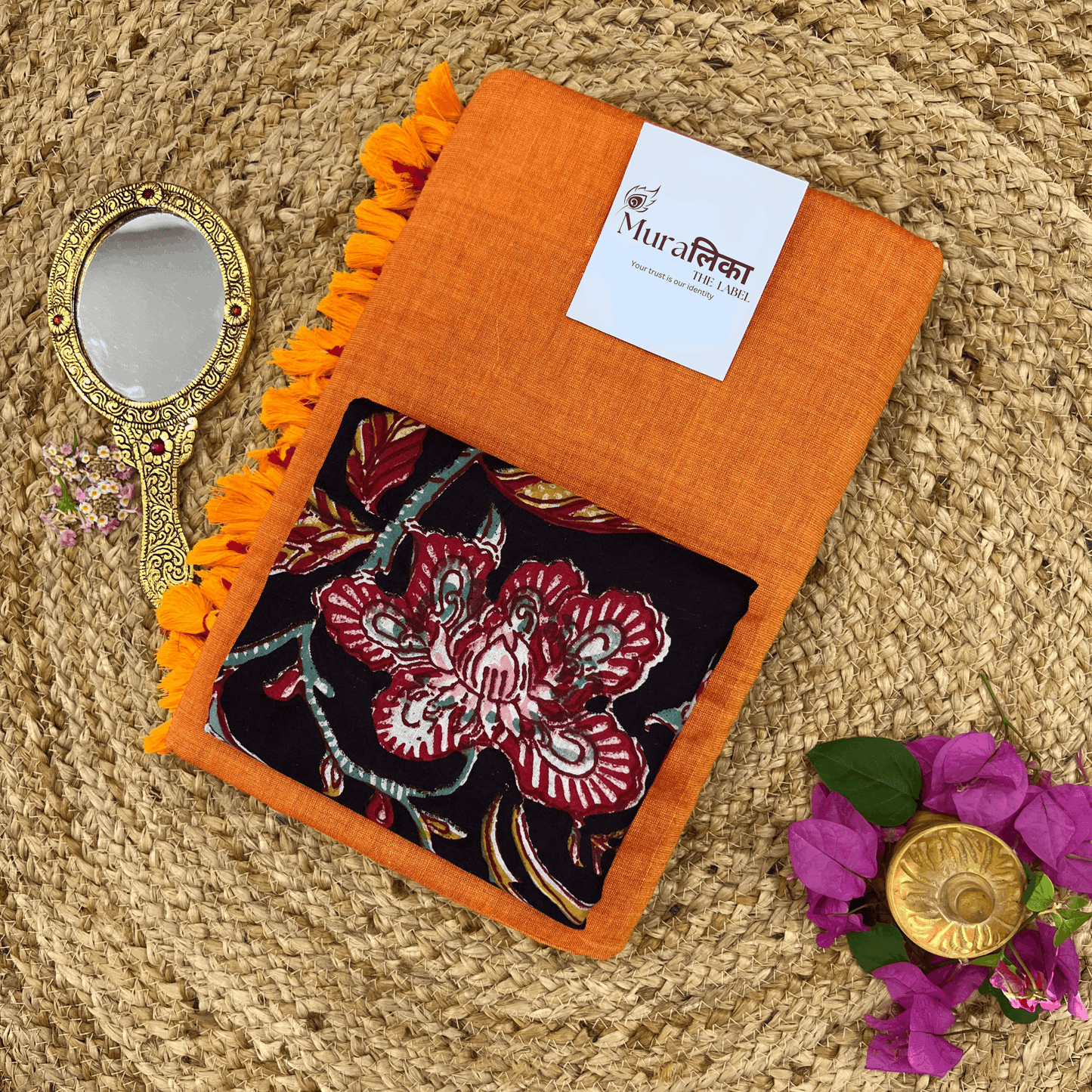 Muralika Orange Handloom Saree