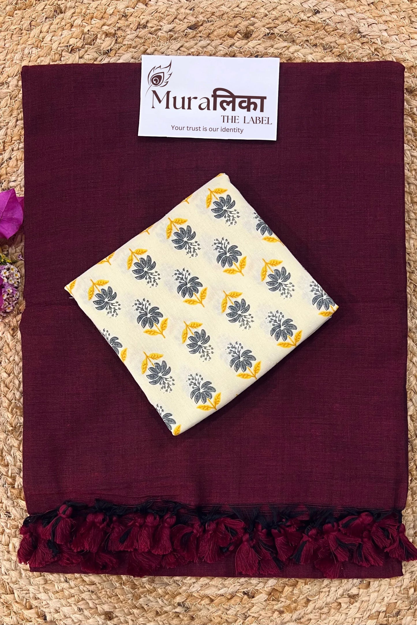 Muralika Dark Maroon Handloom Saree - Muralika the label