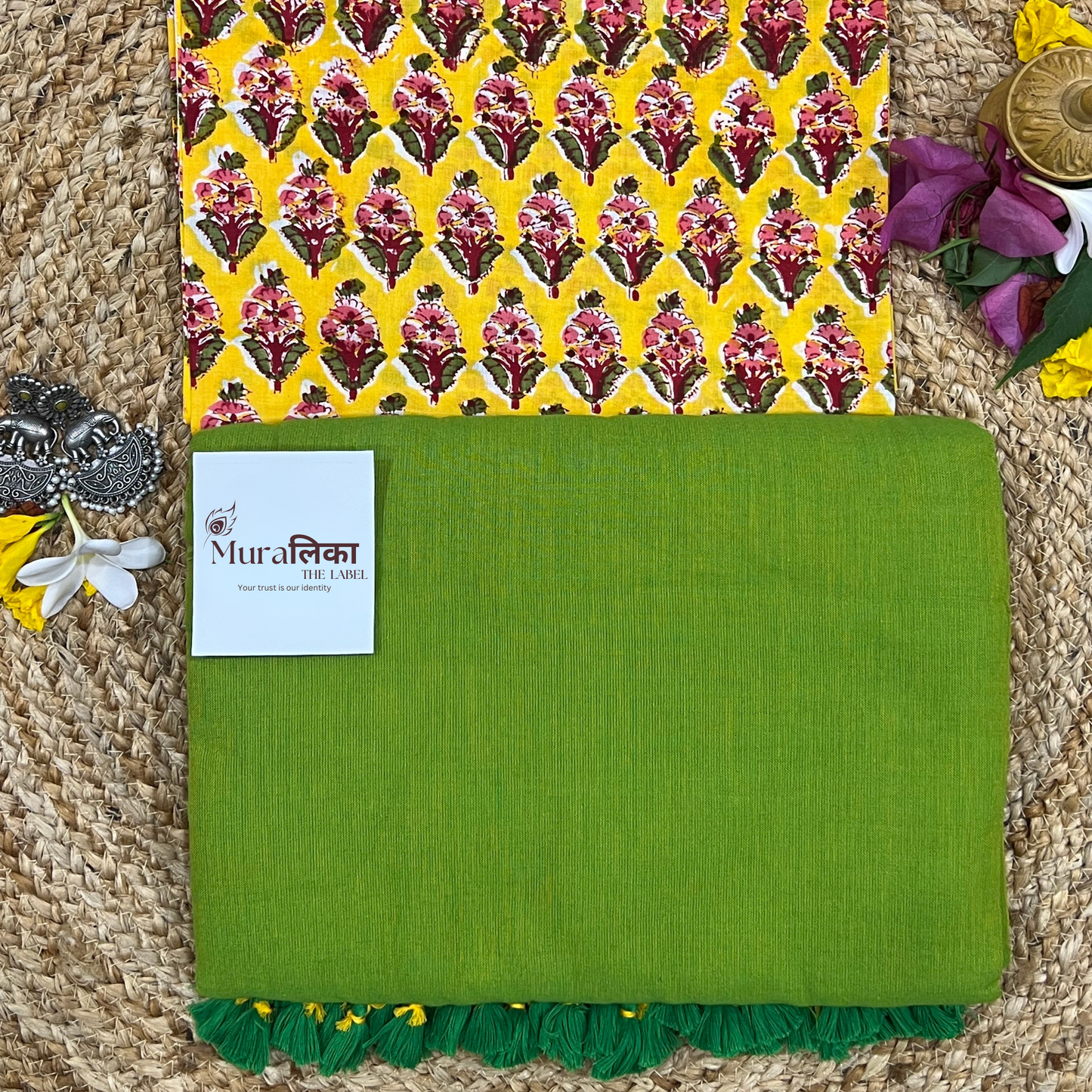 Muralika Parrot Green Handloom Saree