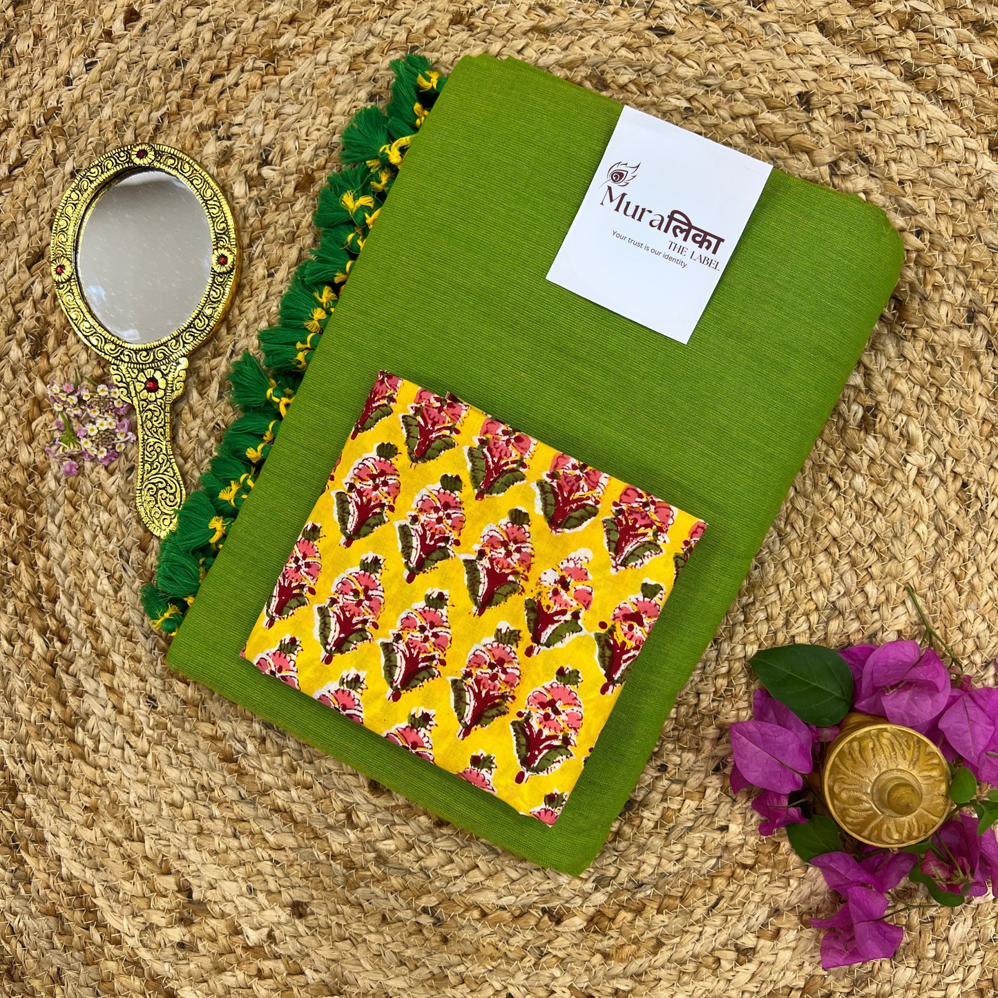 Muralika Parrot Green Handloom Saree
