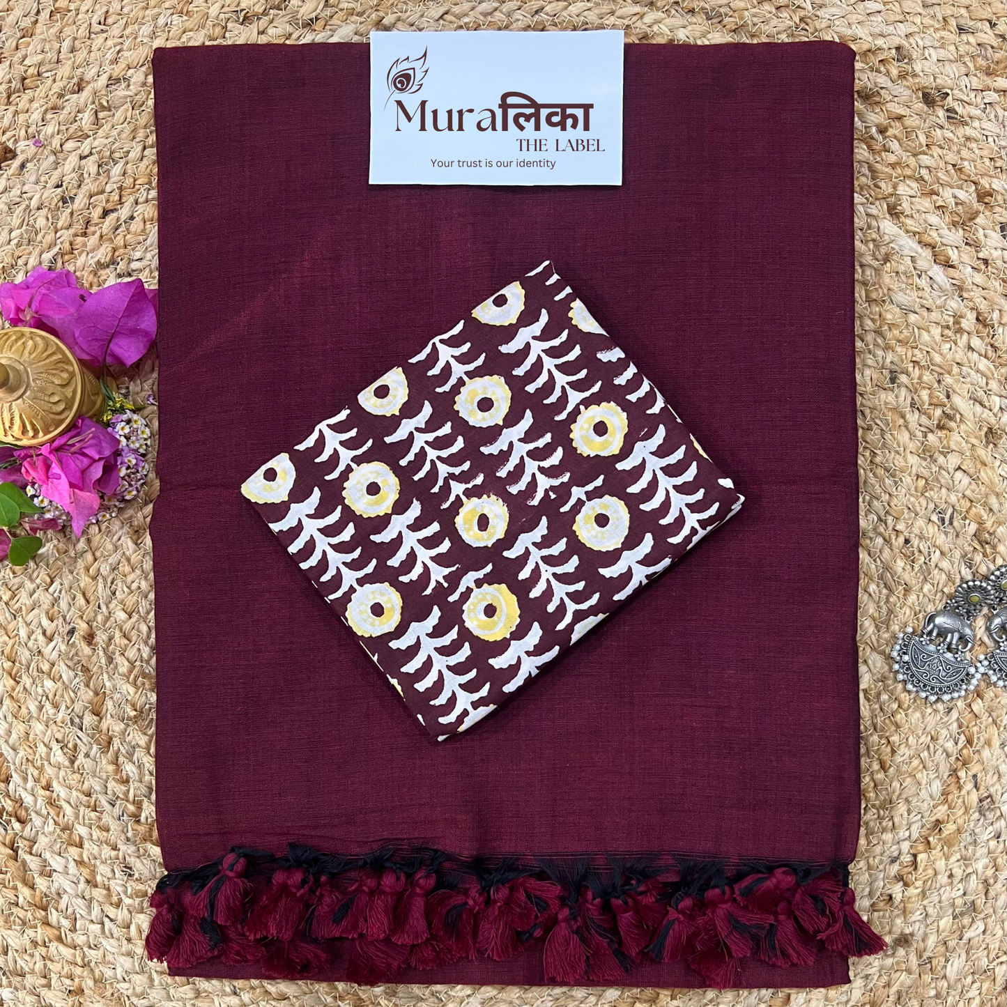 Muralika Dark Maroon Handloom Saree