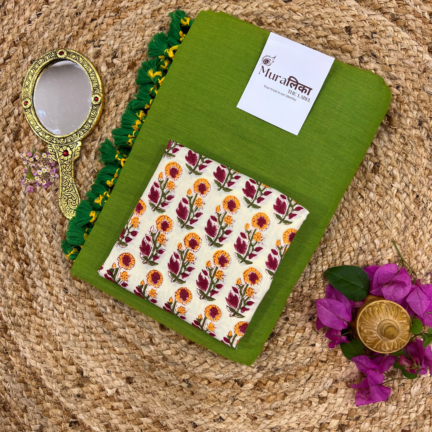 Muralika Parrot Green Handloom Saree