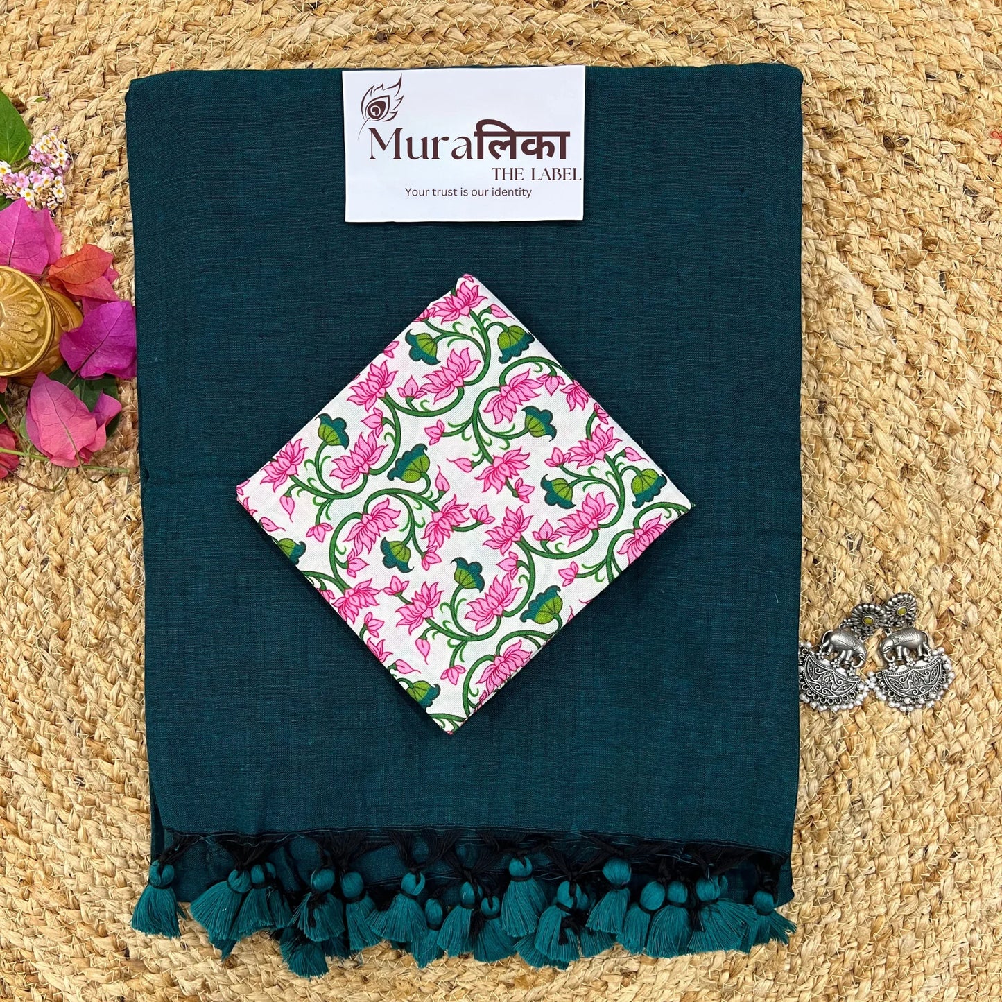Muralika Rama Green Handloom Saree - Muralika the label
