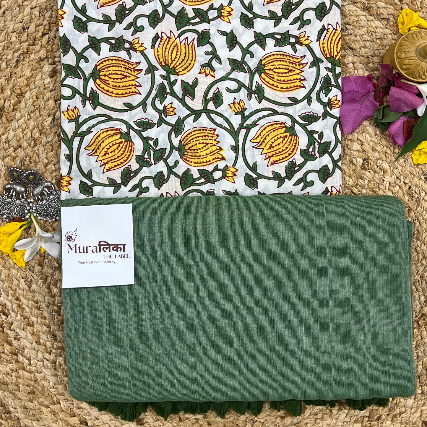Muralika Leaf Green Handloom Saree
