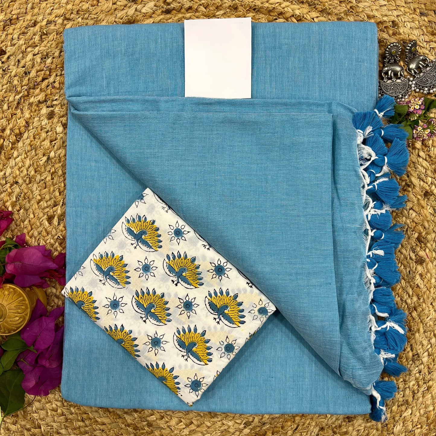 Muralika Sky Blue Handloom Saree - Muralika the label