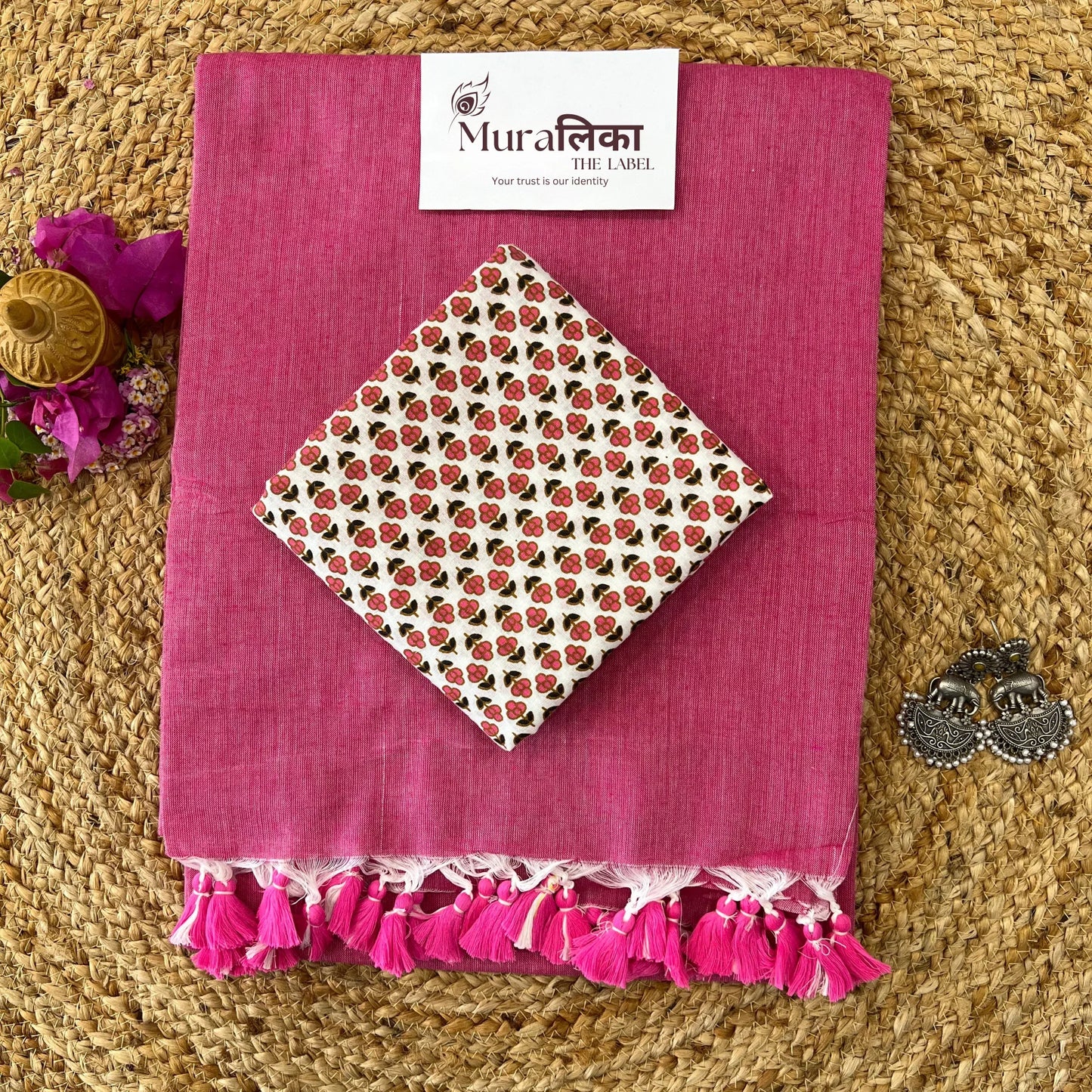 Muralika Rose Pink Handloom Saree - Muralika the label