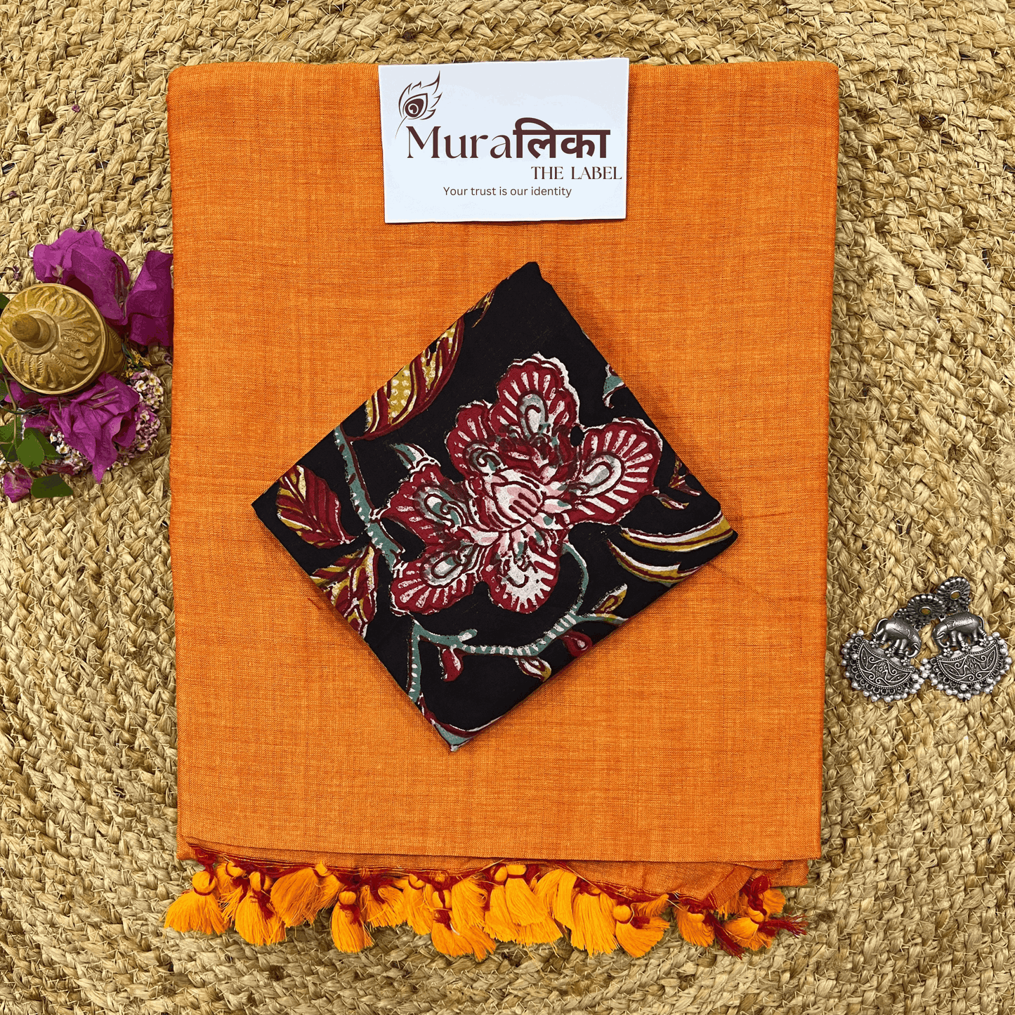 Muralika Orange Handloom Saree