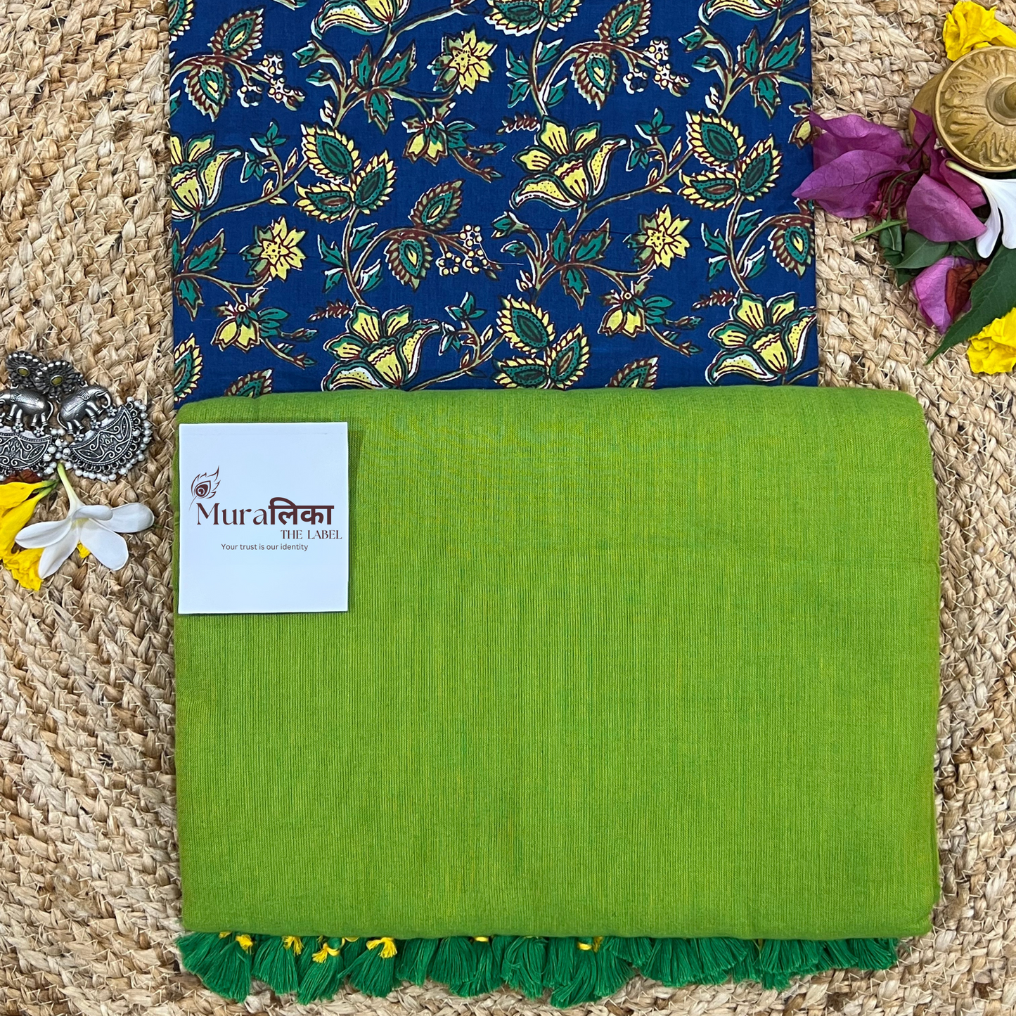Muralika Parrot Green Handloom Saree