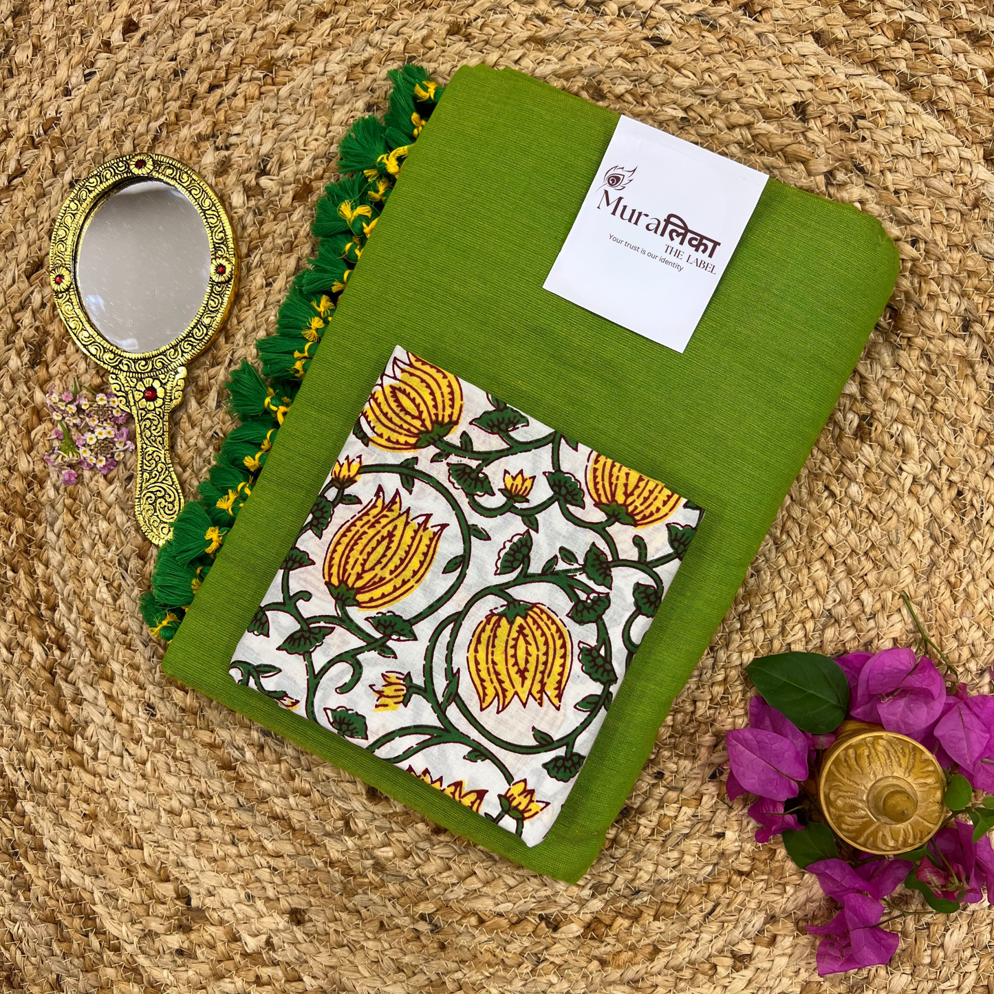 Muralika Parrot Green Handloom Saree