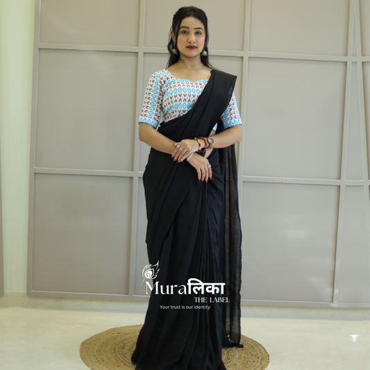 Muralika Black Handloom Saree