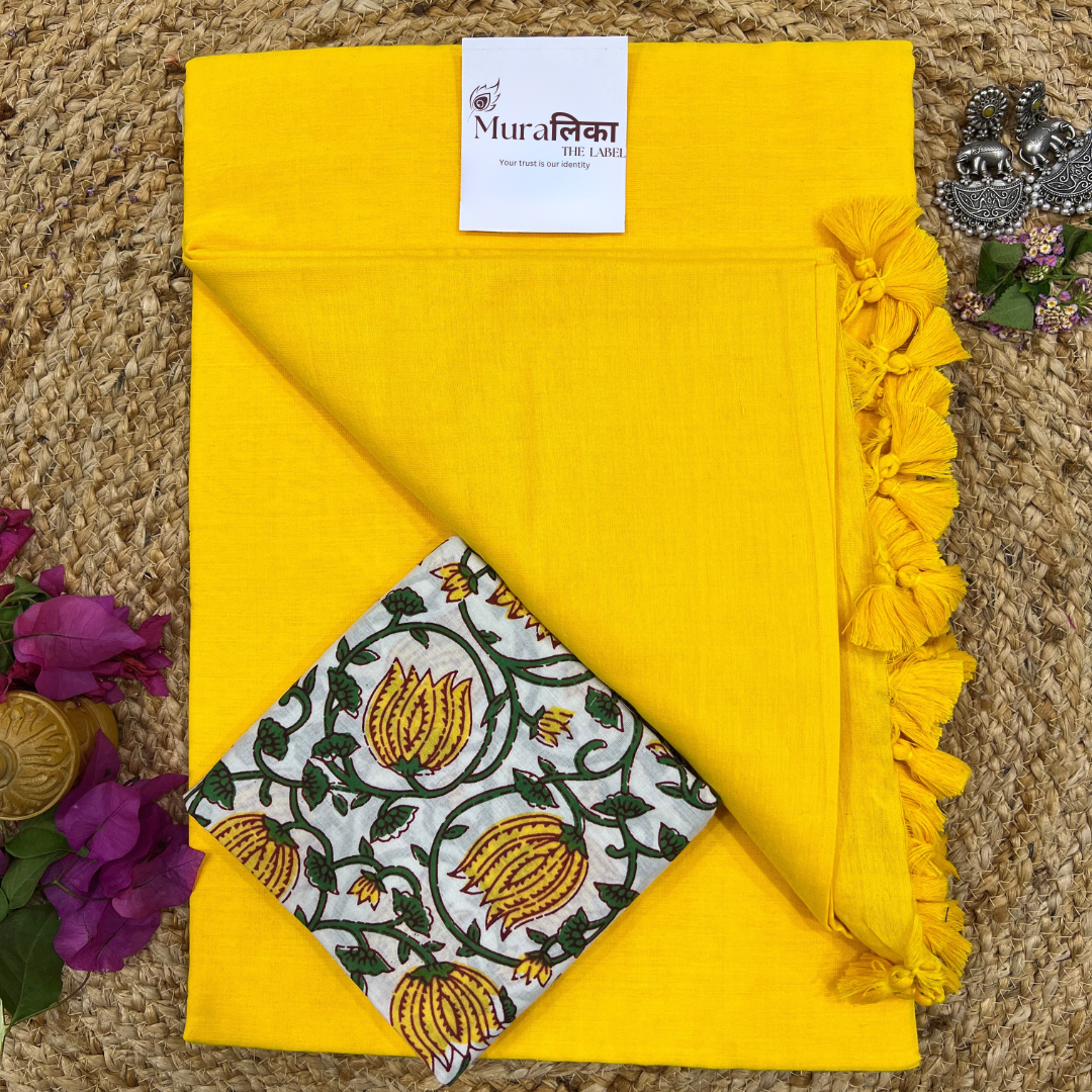 Muralika Yellow Handloom Saree