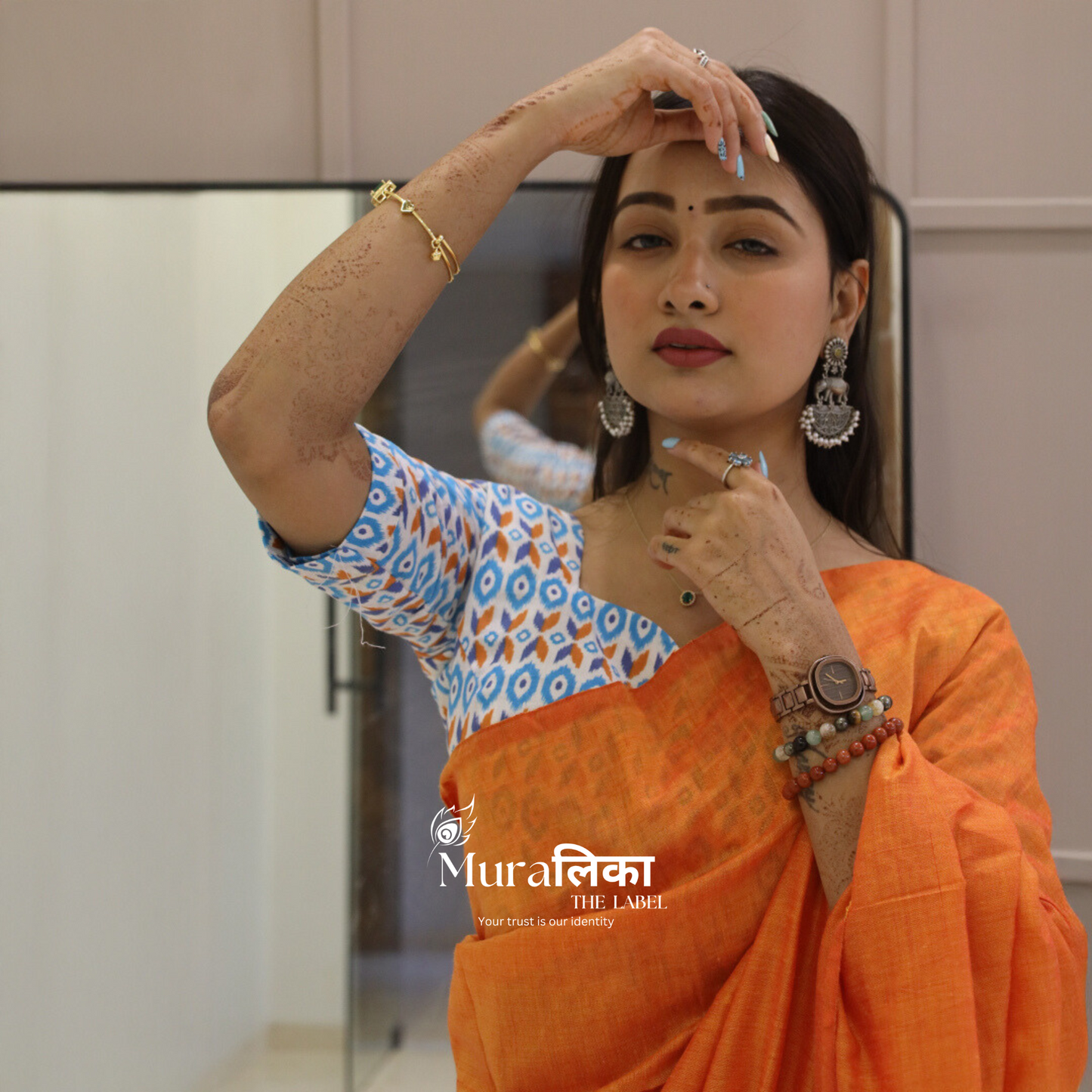 Muralika Orange Handloom Saree