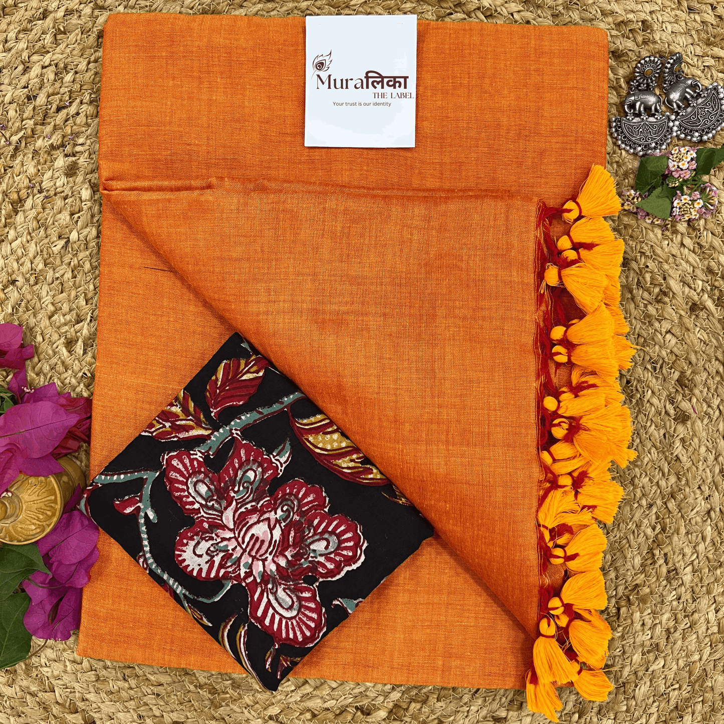 Muralika Orange Handloom Saree