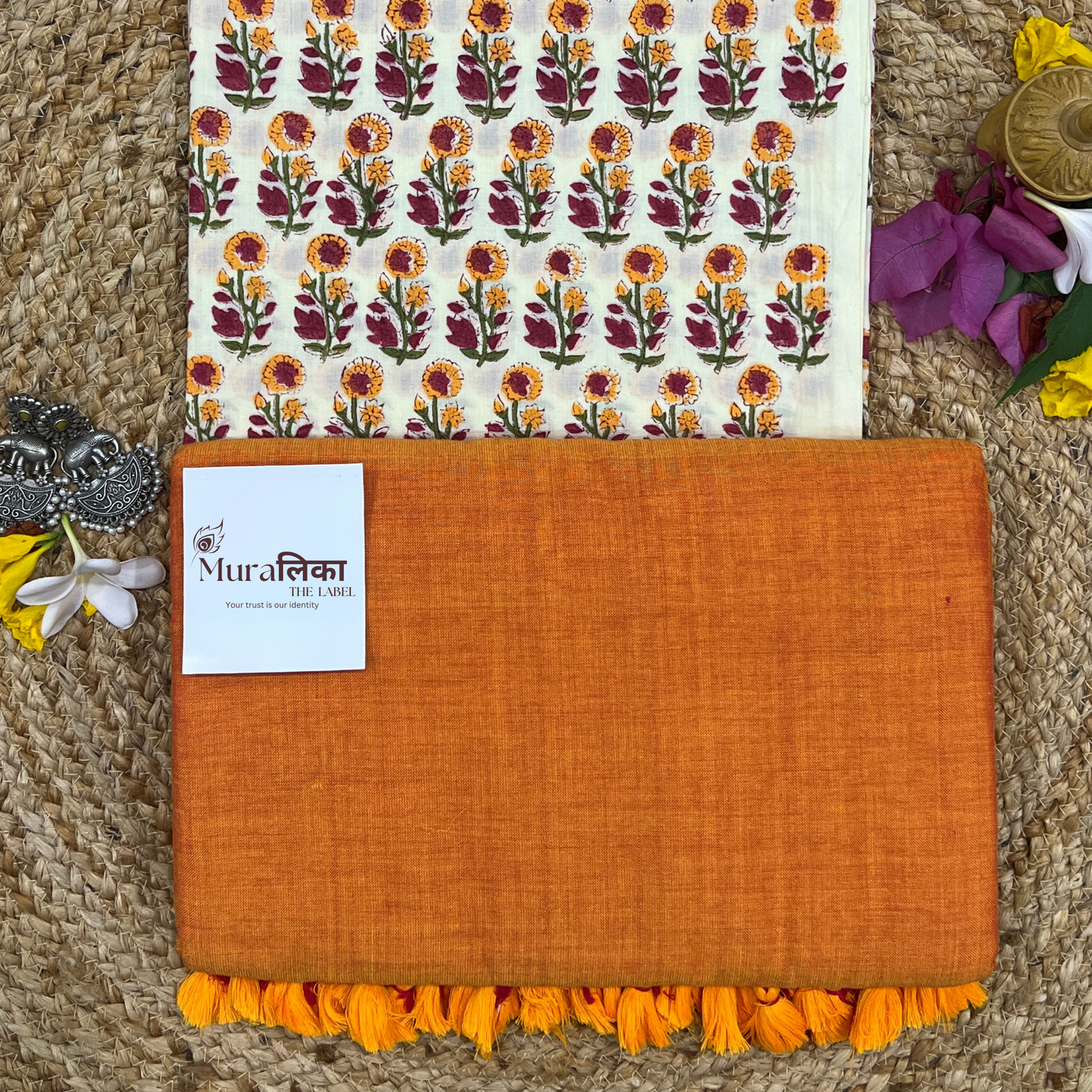 Muralika Orange Handloom Saree