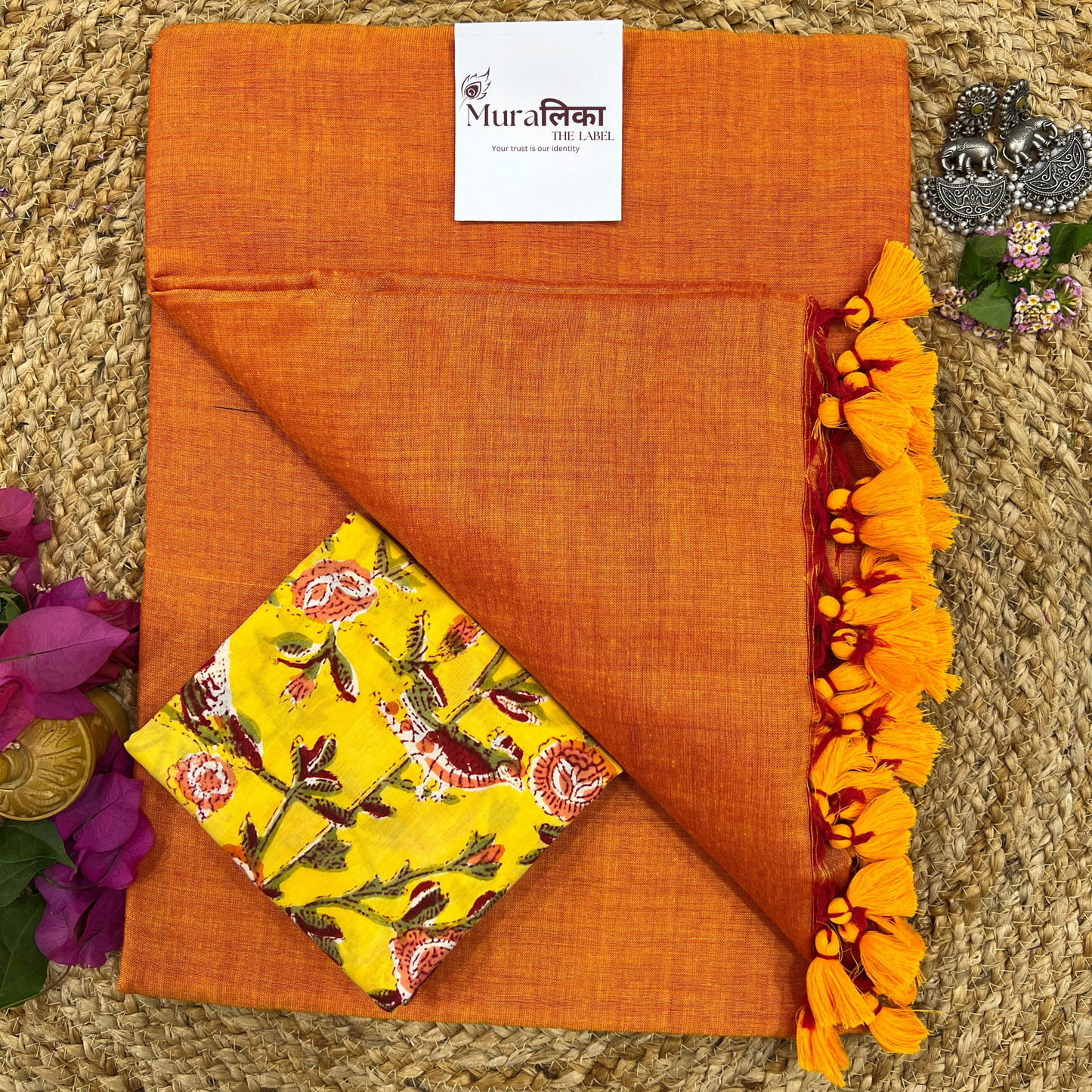 Muralika Orange Handloom Saree