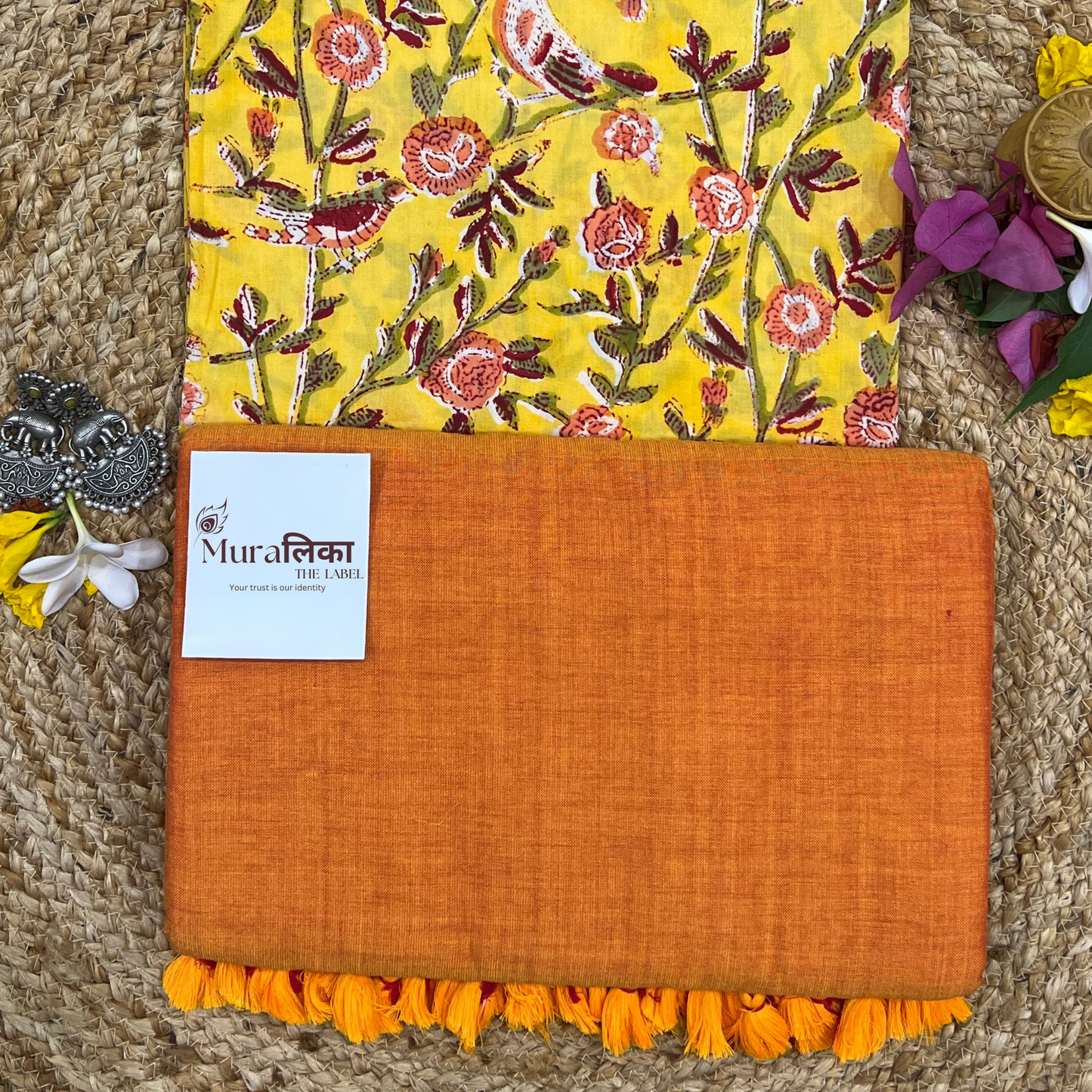 Muralika Orange Handloom Saree