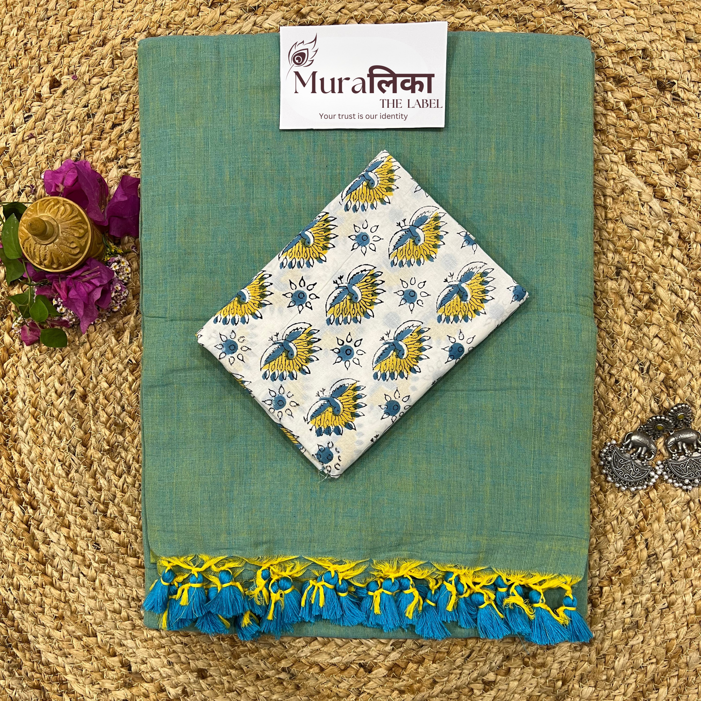 Muralika Pistachio Green Handloom Saree