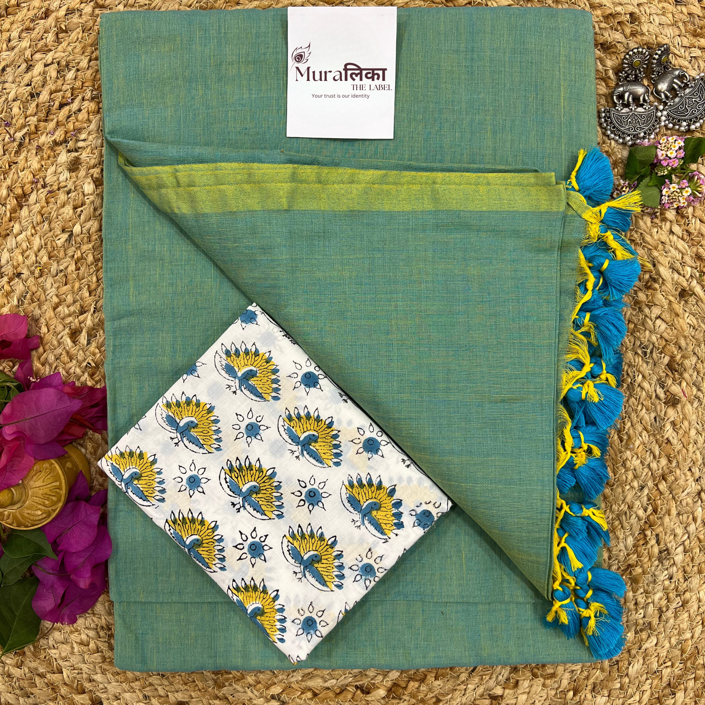 Muralika Pistachio Green Handloom Saree