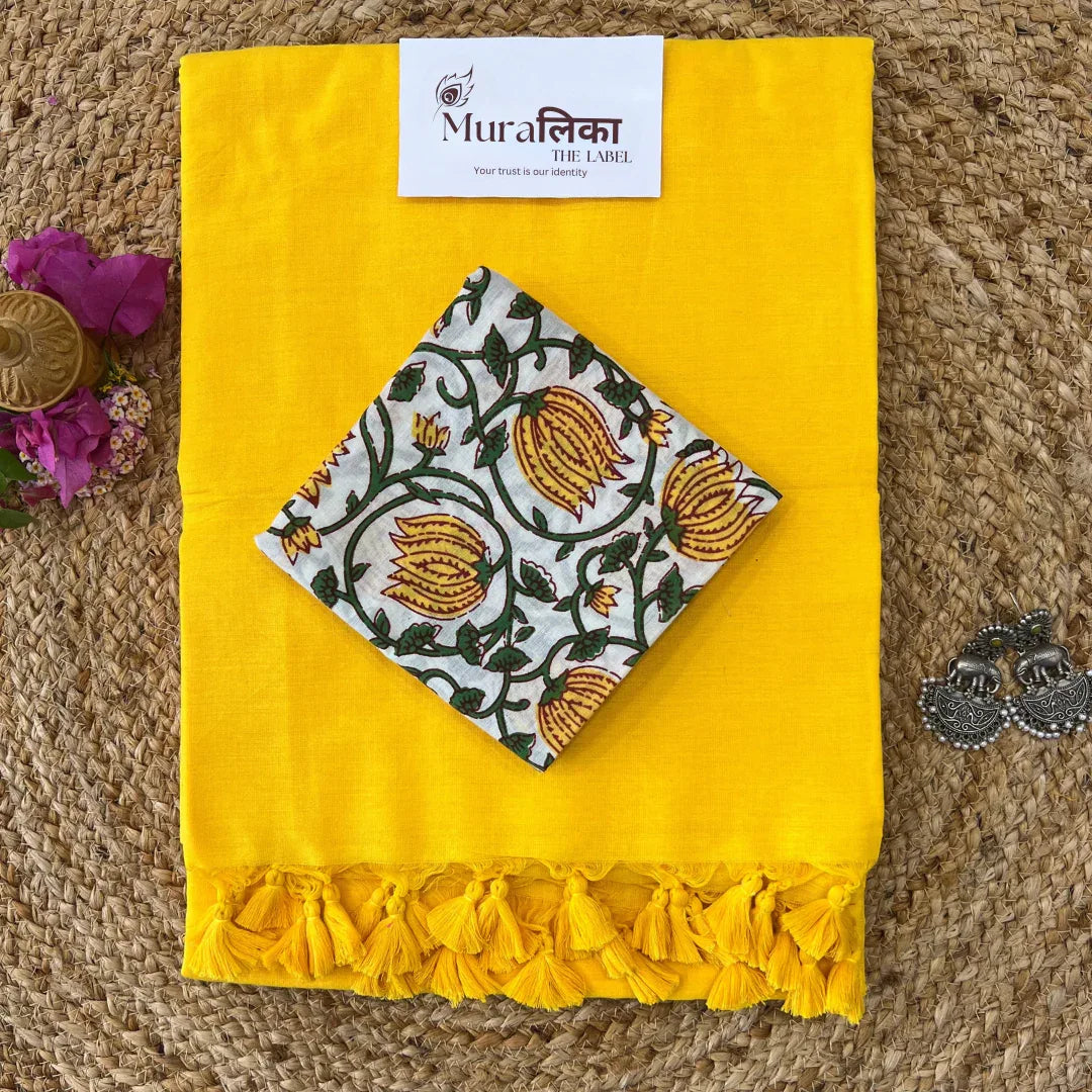 Muralika Yellow Handloom Saree - Muralika the label