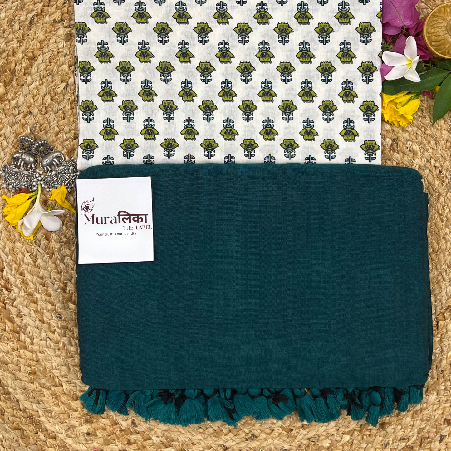 Muralika Rama Green Handloom Saree
