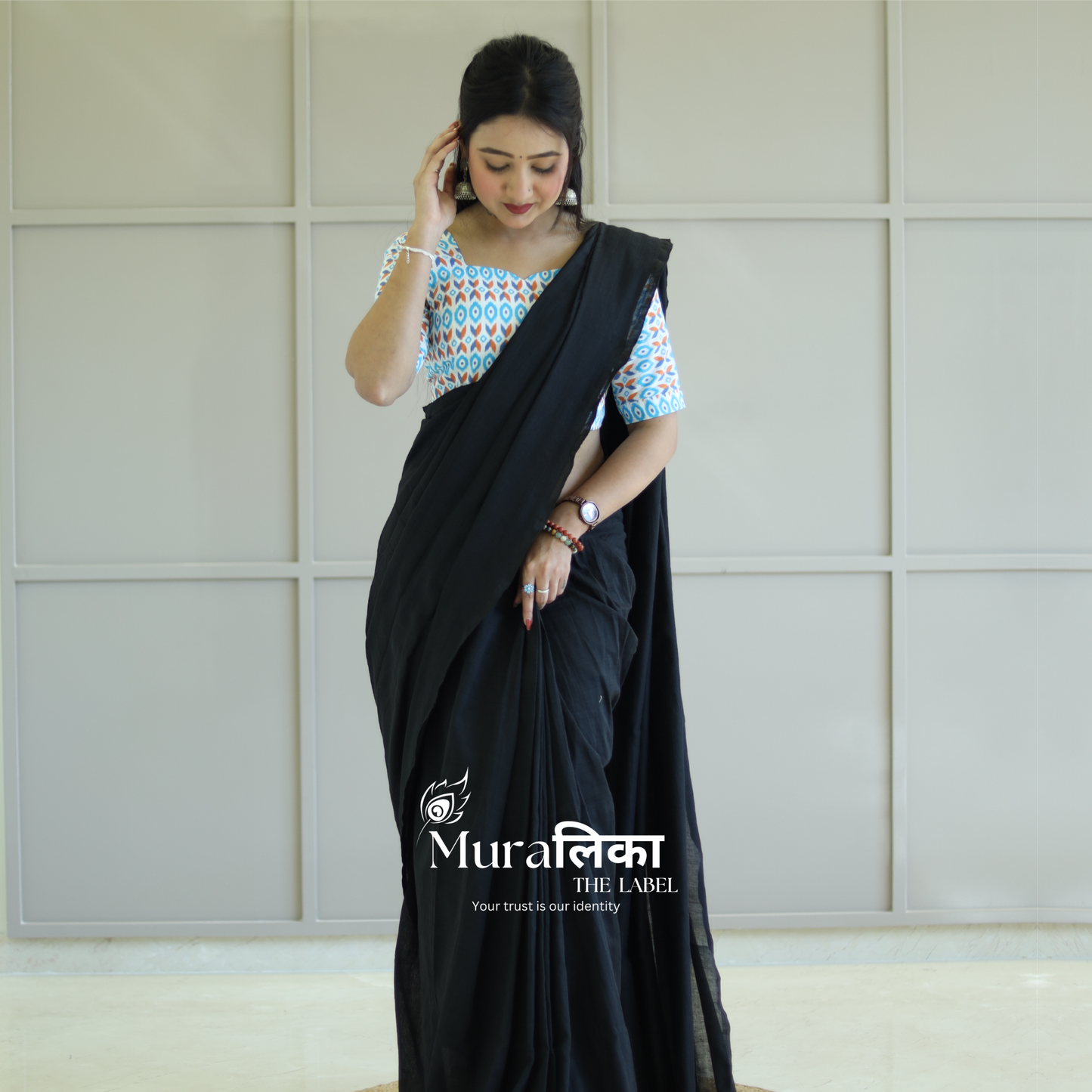 Muralika Black Handloom Saree